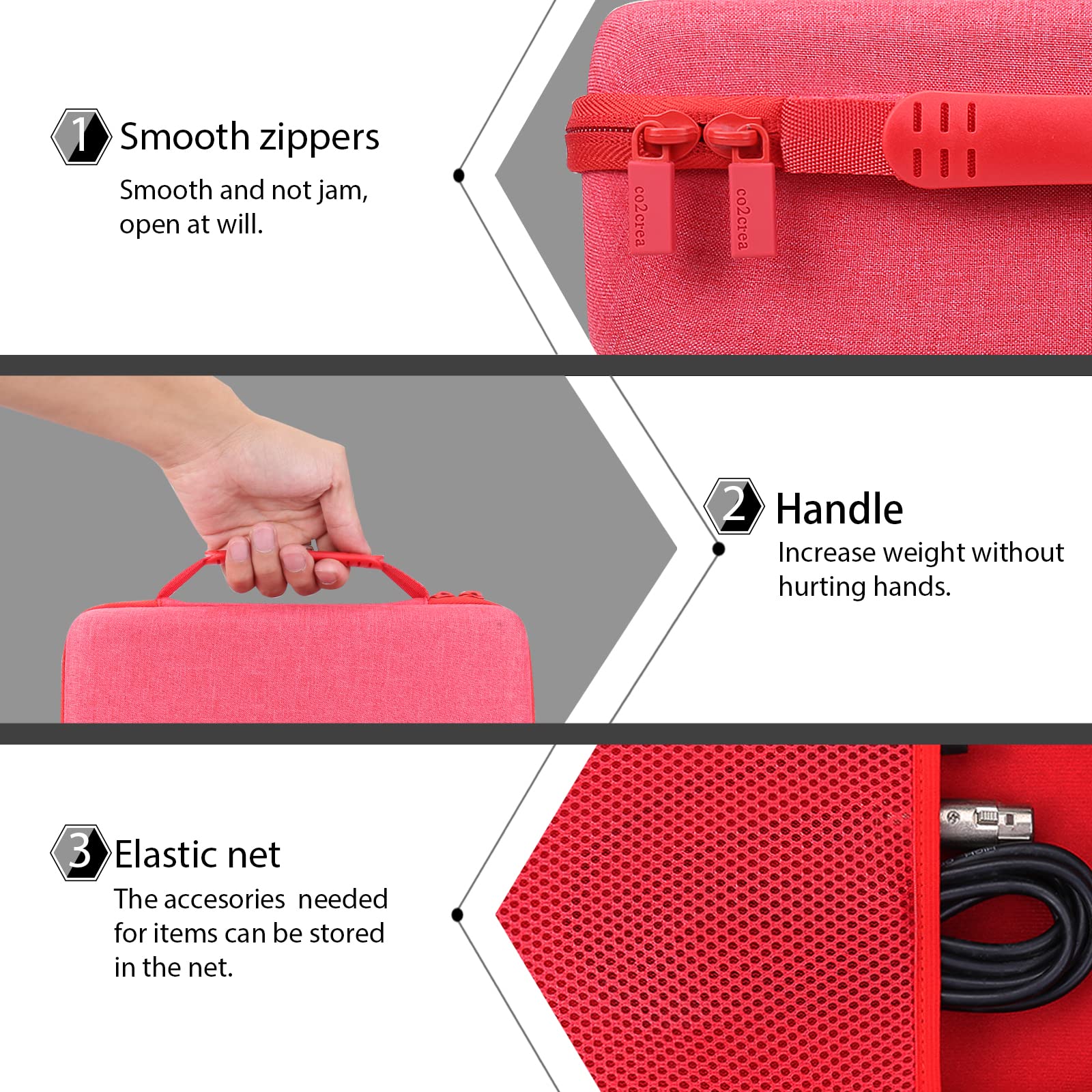 co2CREA Hard Carrying Case replacement for Zoom FOUR Bass Guitar Multi-Effects Processor Pedal (Zoom G1X B1X A1X FOUR Guitar Case, Red Case) Zoom G1X B1X A1X FOUR Guitar Case - Image 3