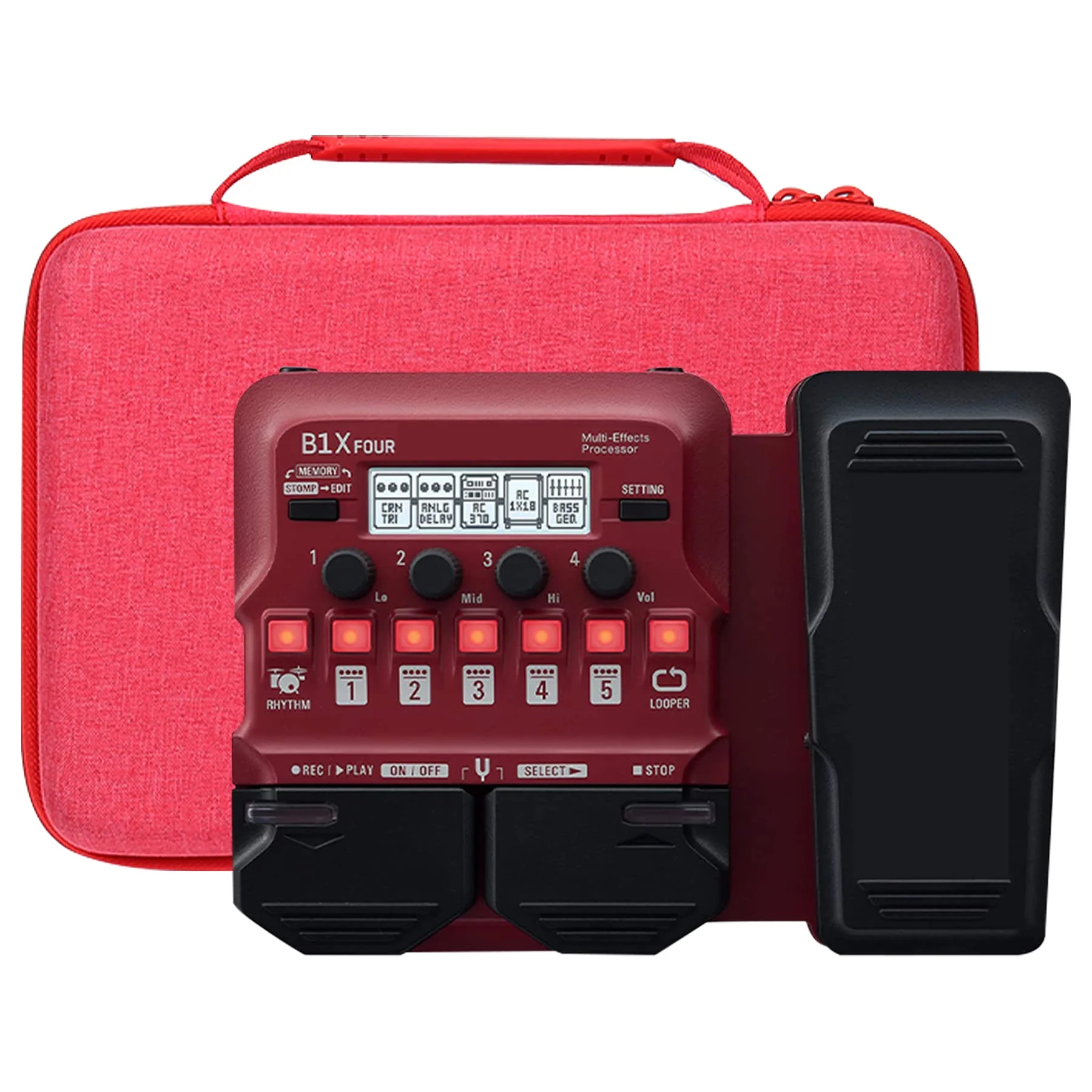 co2CREA Hard Carrying Case replacement for Zoom FOUR Bass Guitar Multi-Effects Processor Pedal (Zoom G1X B1X A1X FOUR Guitar Case, Red Case) Zoom G1X B1X A1X FOUR Guitar Case - Image 8