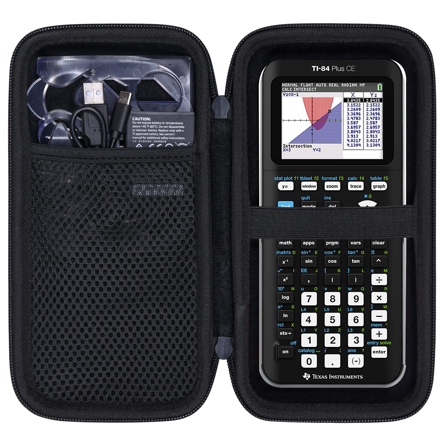 co2CREA Hard Case Compatible with Texas Instruments TI-84 Plus CE/TI-84 Plus/TI-Nspire CX II CAS/TI-Nspire CX II/TI-83 Plus/TI-89 Titanium/TI-85 / TI-86 Color Graphing Calculator, Black All Black Case