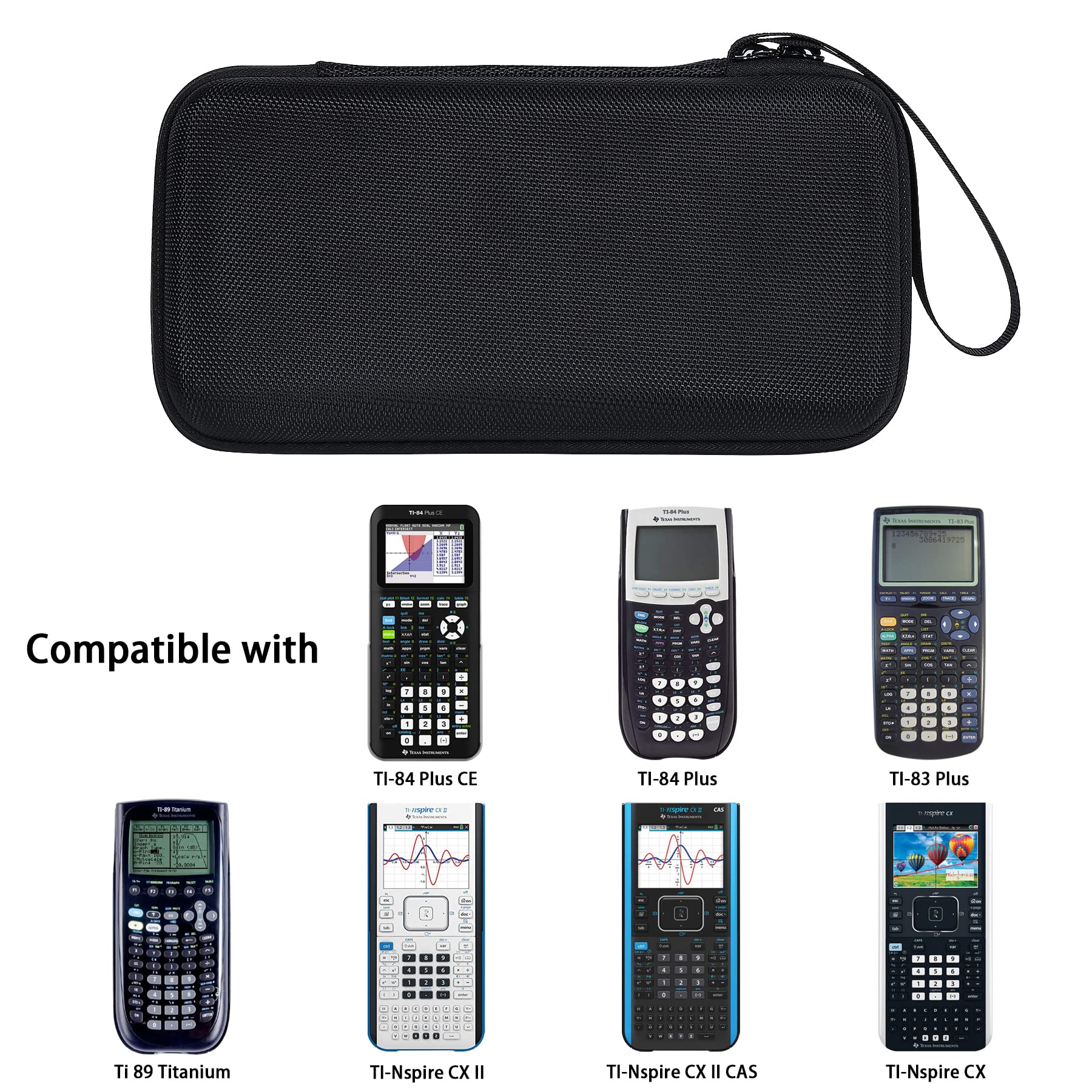 co2CREA Hard Case Compatible with Texas Instruments TI-84 Plus CE/TI-84 Plus/TI-Nspire CX II CAS/TI-Nspire CX II/TI-83 Plus/TI-89 Titanium/TI-85 / TI-86 Color Graphing Calculator, Black All Black Case - Image 2