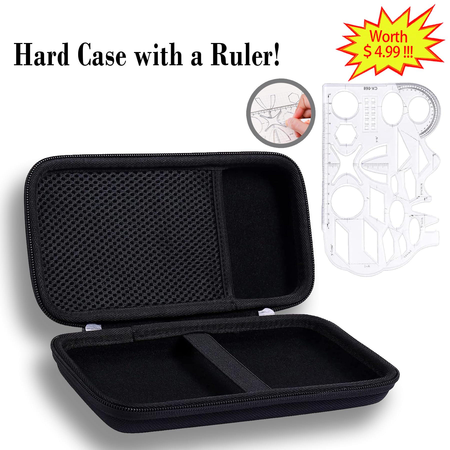 co2CREA Hard Case Compatible with Texas Instruments TI-84 Plus CE/TI-84 Plus/TI-Nspire CX II CAS/TI-Nspire CX II/TI-83 Plus/TI-89 Titanium/TI-85 / TI-86 Color Graphing Calculator, Black All Black Case - Image 3