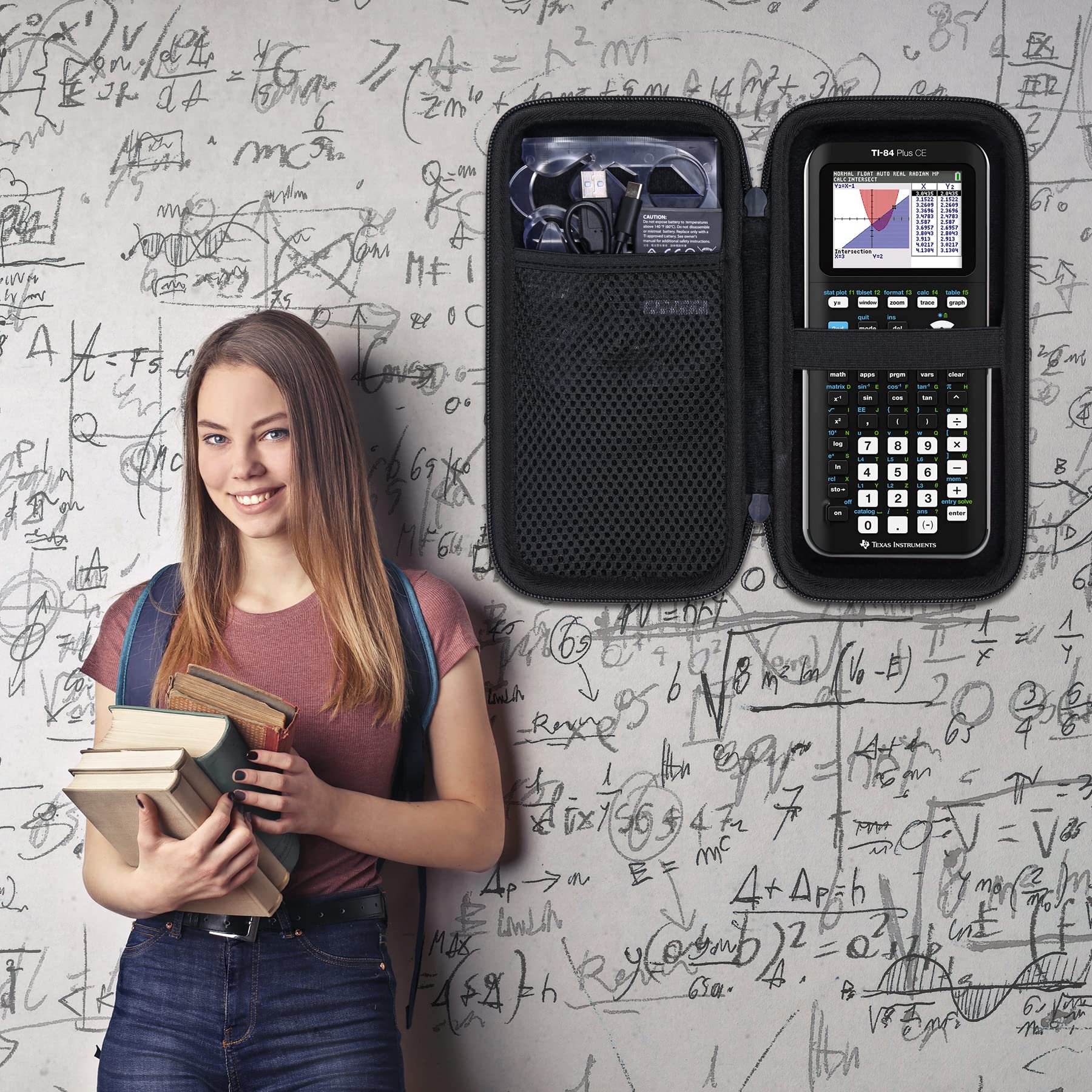 co2CREA Hard Case Compatible with Texas Instruments TI-84 Plus CE/TI-84 Plus/TI-Nspire CX II CAS/TI-Nspire CX II/TI-83 Plus/TI-89 Titanium/TI-85 / TI-86 Color Graphing Calculator, Black All Black Case - Image 9