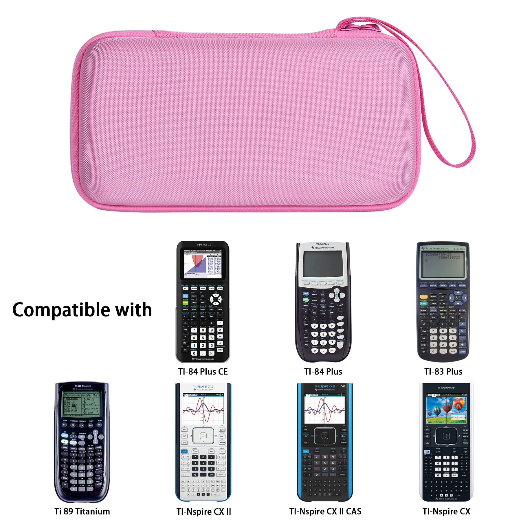 co2CREA Hard Case Compatible with Texas Instruments TI-84 Plus CE/TI-84 Plus/TI-Nspire CX II CAS/TI-Nspire CX II/TI-83 Plus/TI-89 Titanium/TI-85 / TI-86 Color Graphing Calculator, Pink - Image 2