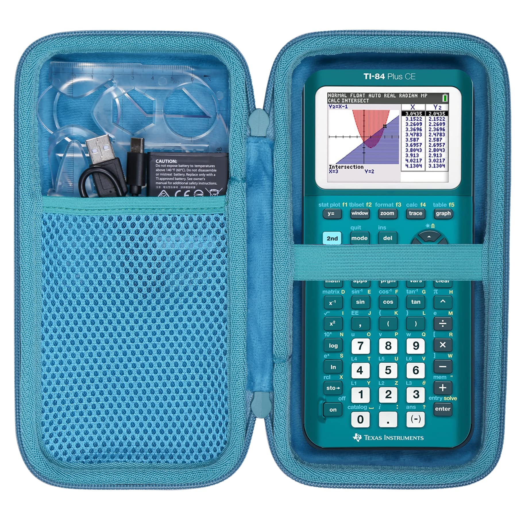 co2CREA Hard Case Compatible with Texas Instruments TI-84 Plus CE/TI-84 Plus/TI-Nspire CX II CAS/TI-Nspire CX II/TI-83 Plus/TI-89 Titanium/TI-85 / TI-86 Color Graphing Calculator, Teal Teal Case