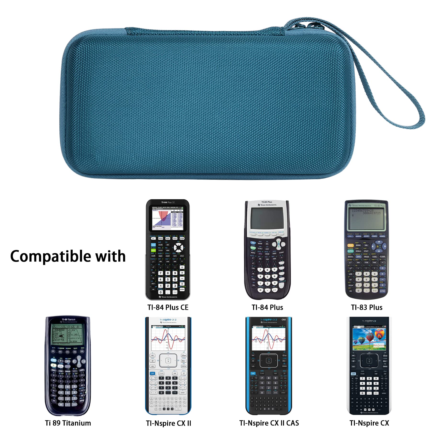 co2CREA Hard Case Compatible with Texas Instruments TI-84 Plus CE/TI-84 Plus/TI-Nspire CX II CAS/TI-Nspire CX II/TI-83 Plus/TI-89 Titanium/TI-85 / TI-86 Color Graphing Calculator, Teal Teal Case - Image 2