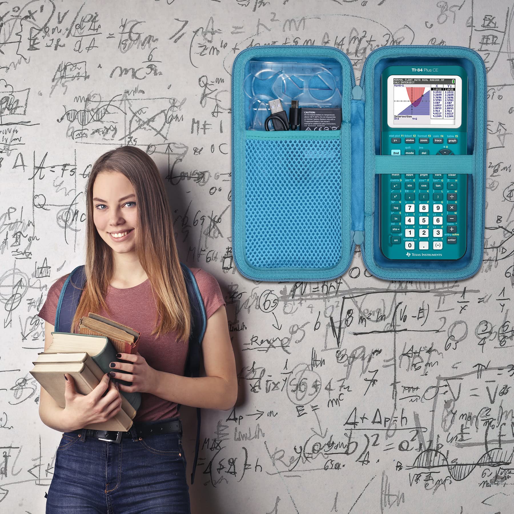 co2CREA Hard Case Compatible with Texas Instruments TI-84 Plus CE/TI-84 Plus/TI-Nspire CX II CAS/TI-Nspire CX II/TI-83 Plus/TI-89 Titanium/TI-85 / TI-86 Color Graphing Calculator, Teal Teal Case - Image 9
