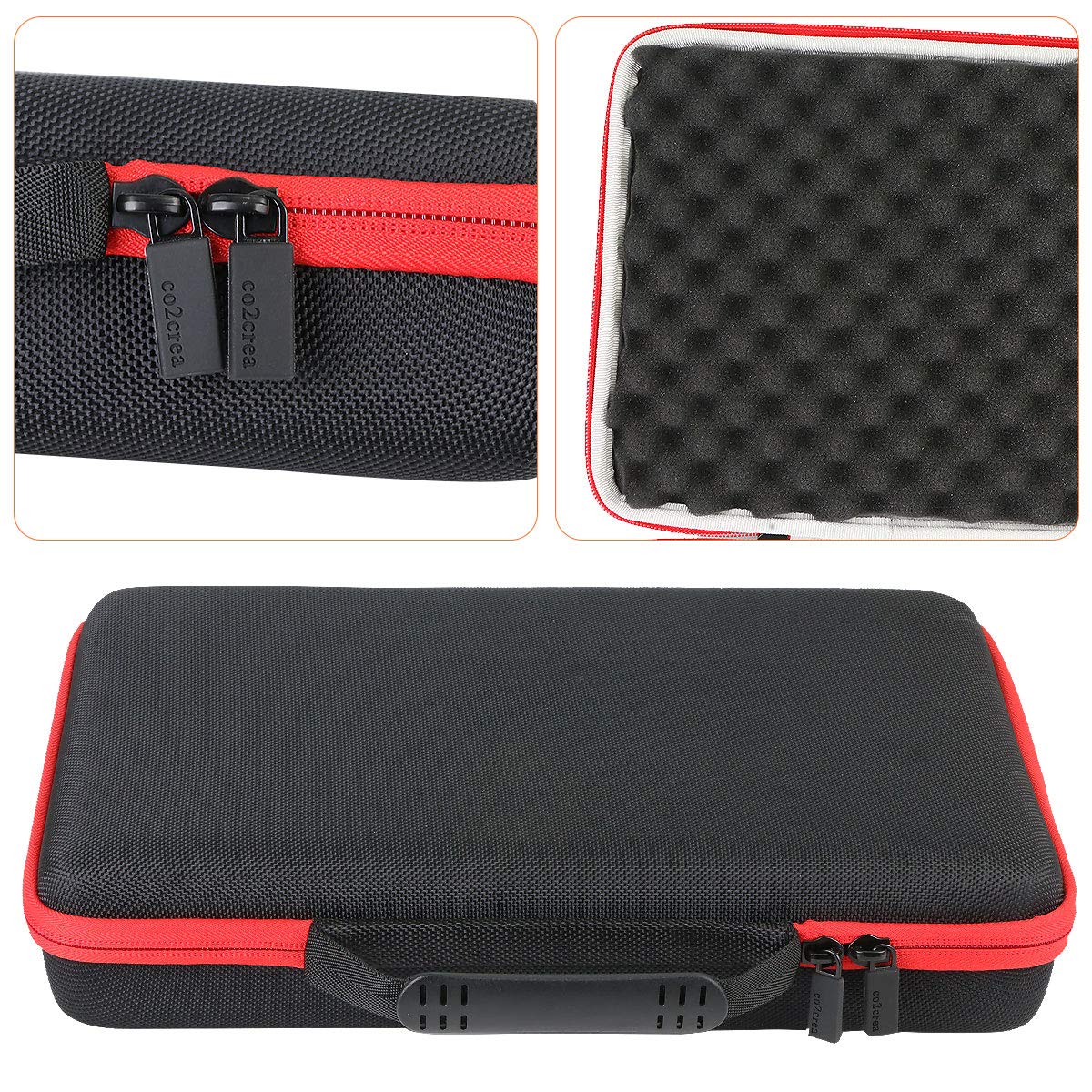 co2CREA Hard Case replacement for AKAI Professional MPK Mini MK3 / MPK Mini Play MK3 25 Key USB MIDI Keyboard Controller Black Case + Red Zipper - Image 3