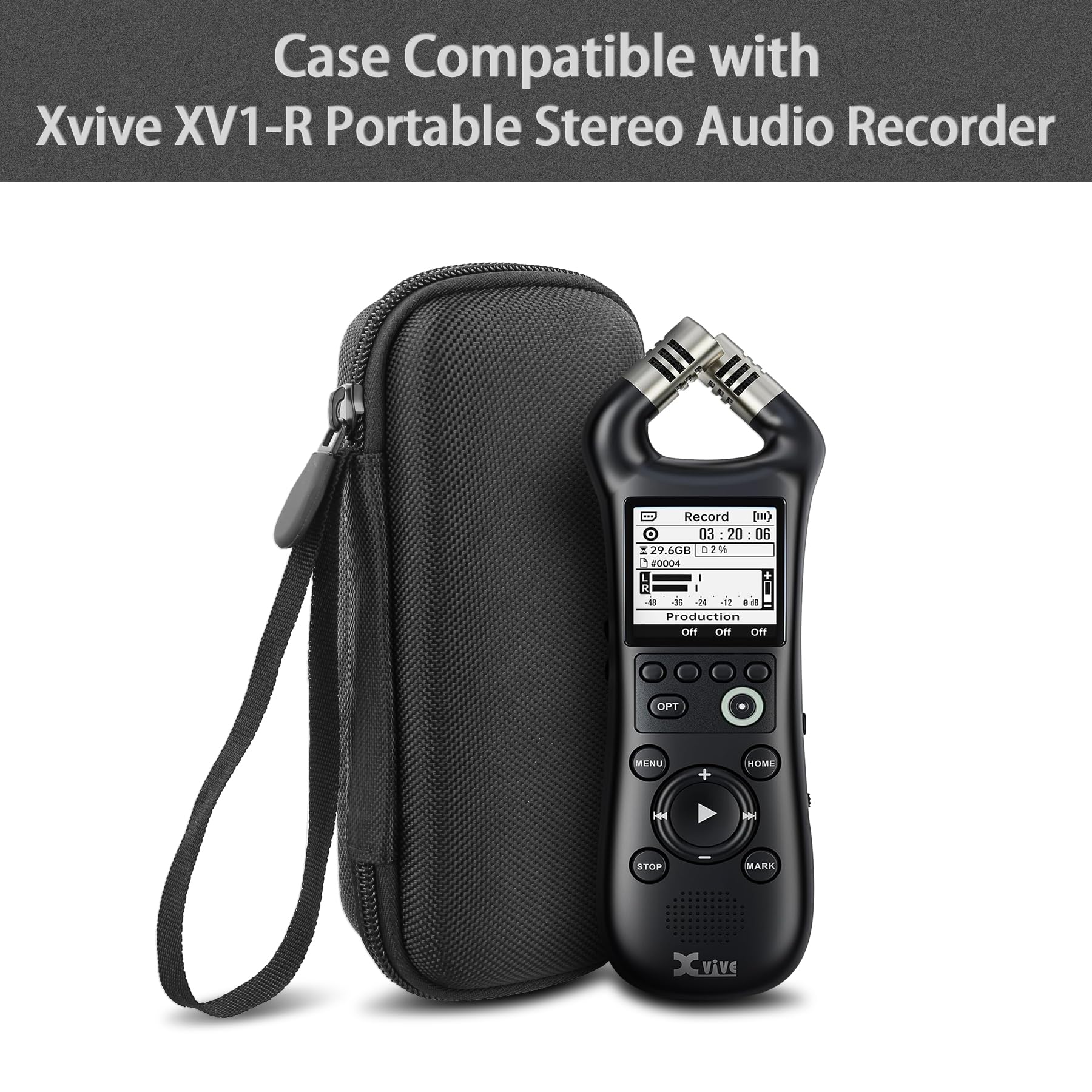 co2CREA Hard Travel Case for Xvive XV1-R Portable Stereo Audio Recorder, Shockproof Dustproof Protective Storage Bag with Hand Strap and Mesh Pocket - Image 3