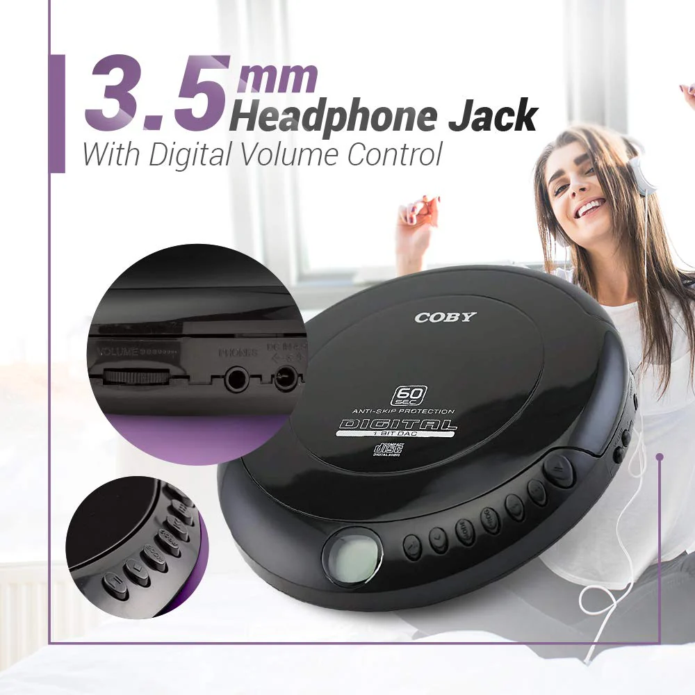Coby Portable Compact Anti-Skip CD Player – Lightweight & Shockproof Music Disc Player w/ Pro-Quality Earbuds - For Kids & Adults - Home Car & Travel Standard Packaging - Image 7