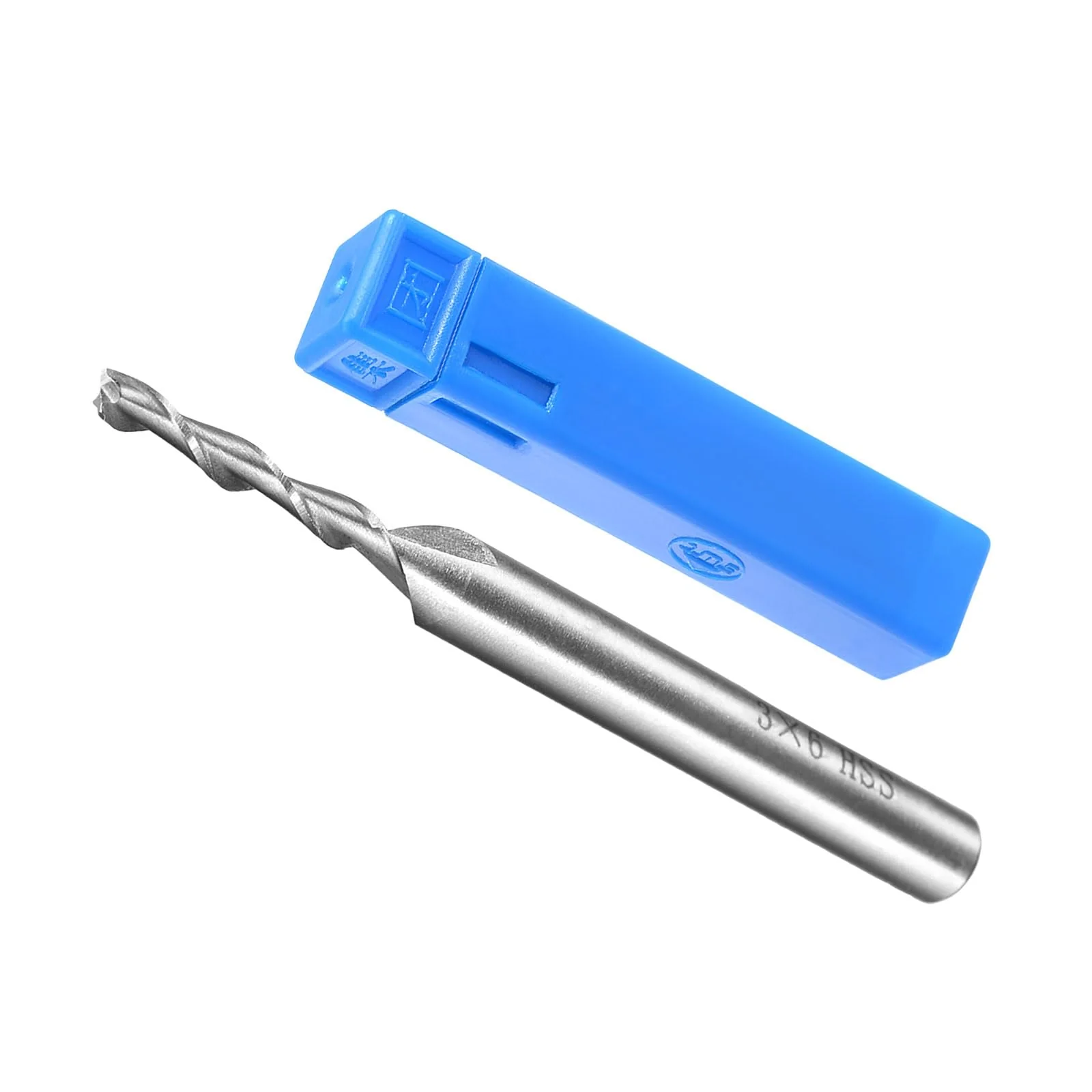 CoCud 2 Spiral Groove Router Bit 3mm Diameter 20mm Length High Speed Steel Straight Cutter with Storage Box - (Applications: for Plywood, Hardwood, Plastic)