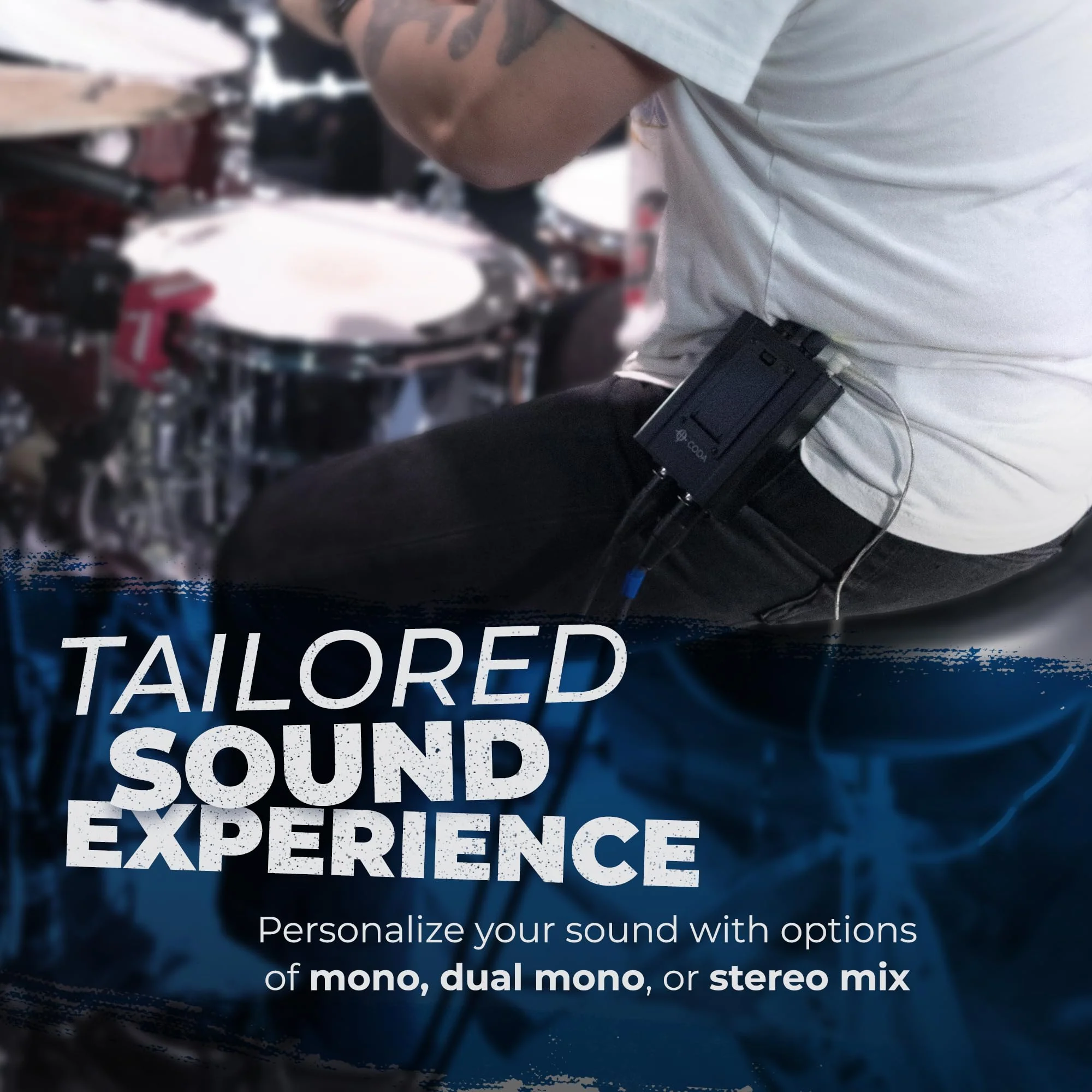 Coda Music Tech Personal in-Ear Monitor System - Ultra-Compact Headphone Amplifier with XLR and TRS Input - Mono, Dual Mono and Stereo Mix Panning - Sturdy Housing with Belt Clip Dual Channel - Image 3