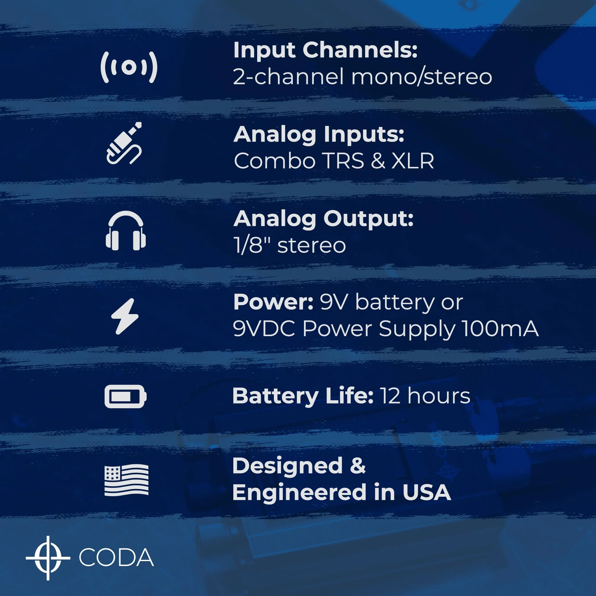 Coda Music Tech Personal in-Ear Monitor System - Ultra-Compact Headphone Amplifier with XLR and TRS Input - Mono, Dual Mono and Stereo Mix Panning - Sturdy Housing with Belt Clip Dual Channel - Image 7