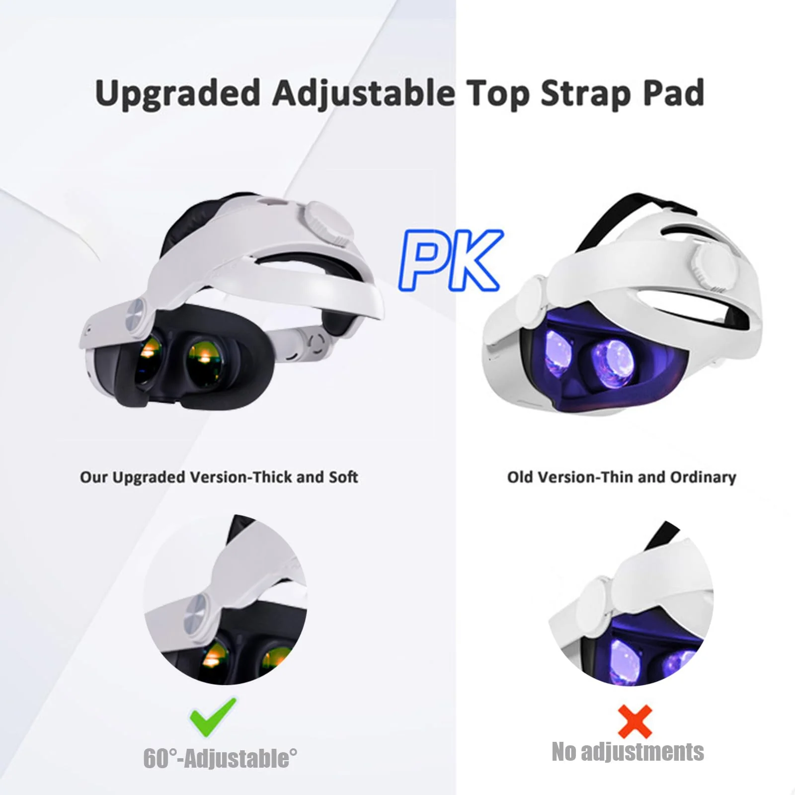 Comfort Head Strap for Oculus Quest 3,Replacement for Elite Strap,Super Soft Foam and Skin-Friendly PU Surface, Lightweight and Adjustable VR Accessories Compatible with Oculus/Meta Quest 3 - Image 3