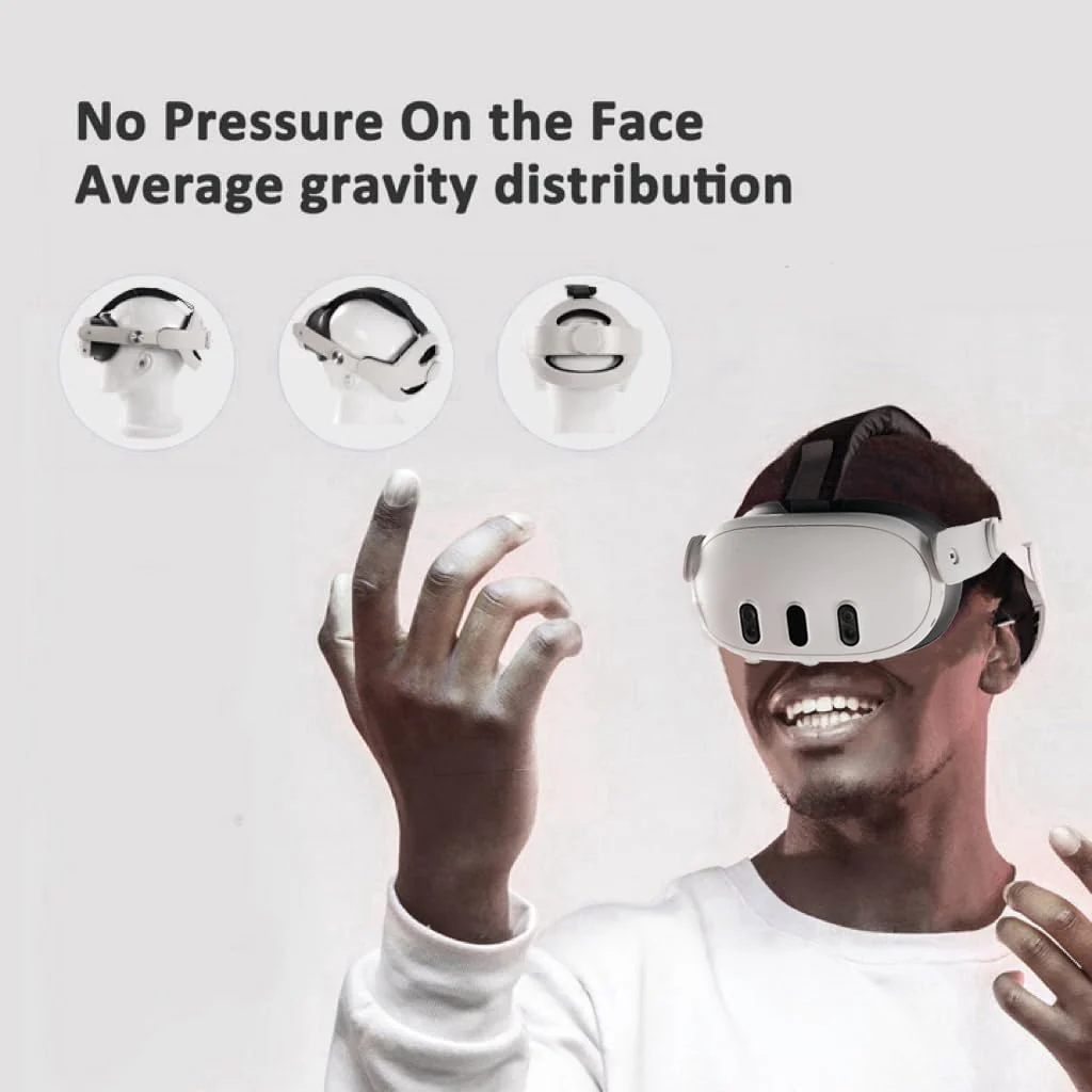 Comfort Head Strap for Oculus Quest 3,Replacement for Elite Strap,Super Soft Foam and Skin-Friendly PU Surface, Lightweight and Adjustable VR Accessories Compatible with Oculus/Meta Quest 3 - Image 4