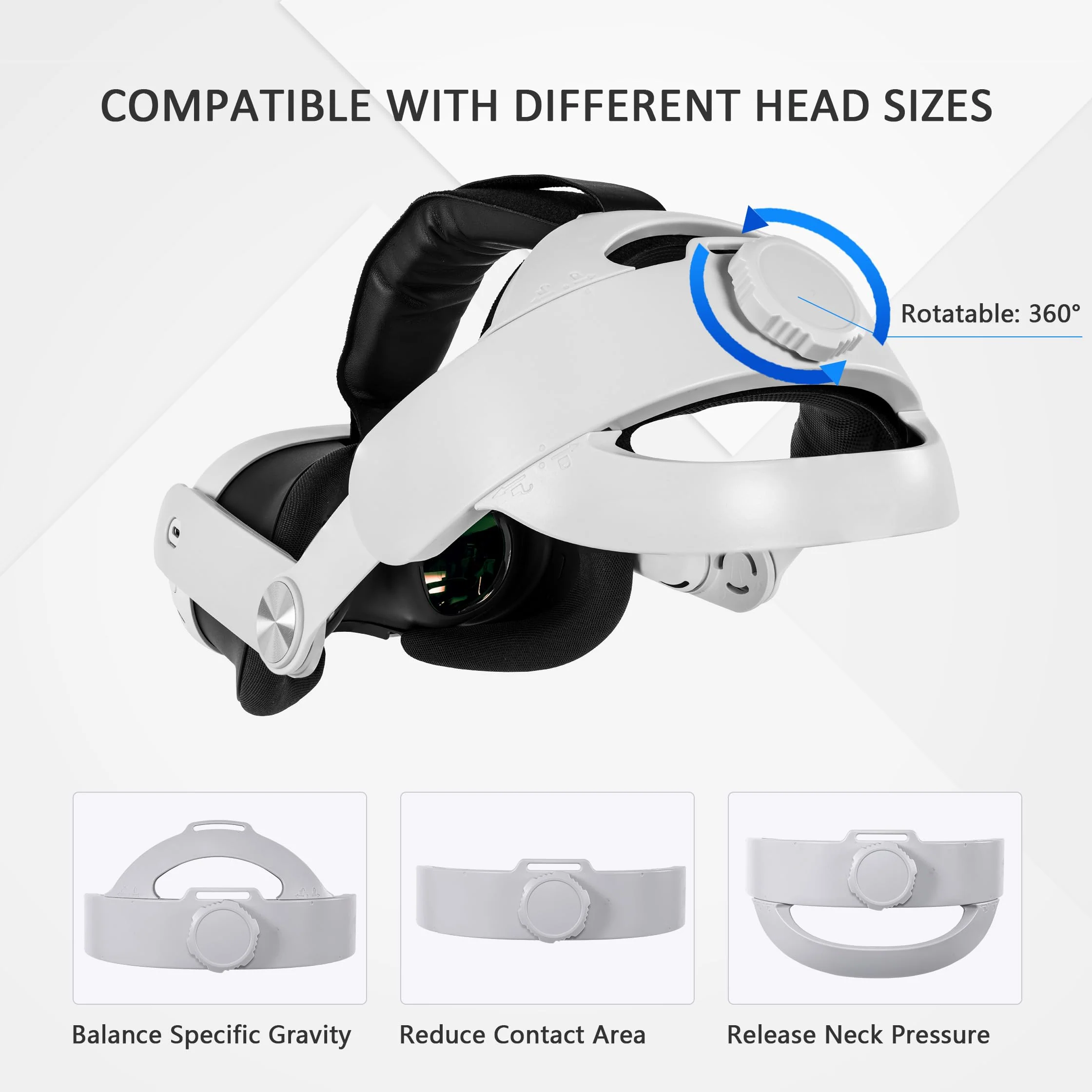 Comfort Head Strap for Oculus Quest 3,Replacement for Elite Strap,Super Soft Foam and Skin-Friendly PU Surface, Lightweight and Adjustable VR Accessories Compatible with Oculus/Meta Quest 3 - Image 7