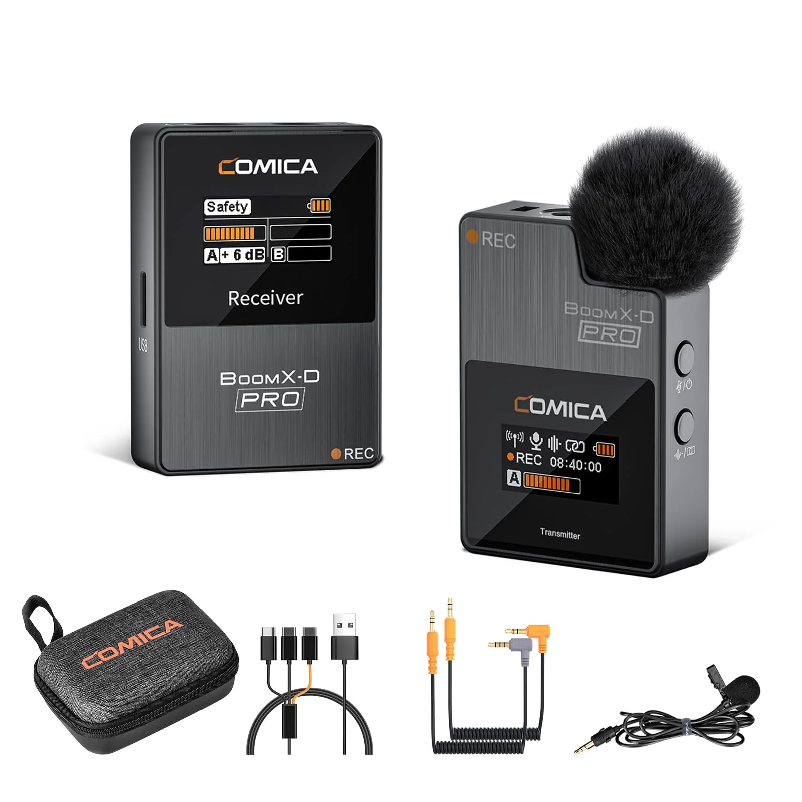 COMICA BoomX-D1 PRO Wireless Lavalier Microphone, 16GB Storage, Safety Audio Track, Noise Cancellation, 328' Range, Wireless Lav Mic for iPhone, Android, PC Interviews, Vlogs, Live-Streaming(1TX+1RX) 1TX +1RX