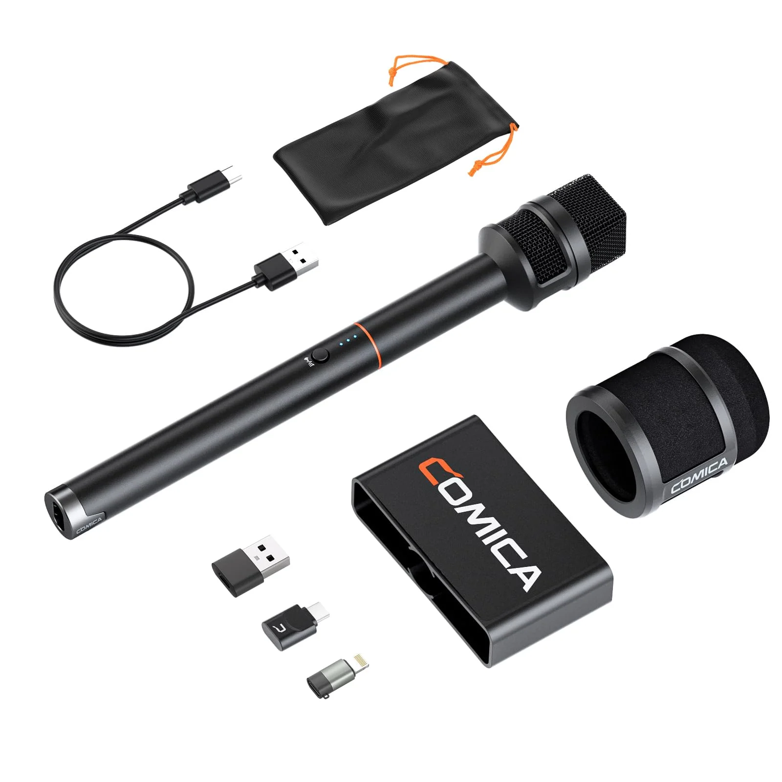 COMICA Revo S Wireless Handheld Microphone for iPhone 15 16, USB C Interview Mic with 48kHz/24bit Recording, 15H Battery Life, Ideal for Content Creators/Reporter/Street Interviews/Podcasting