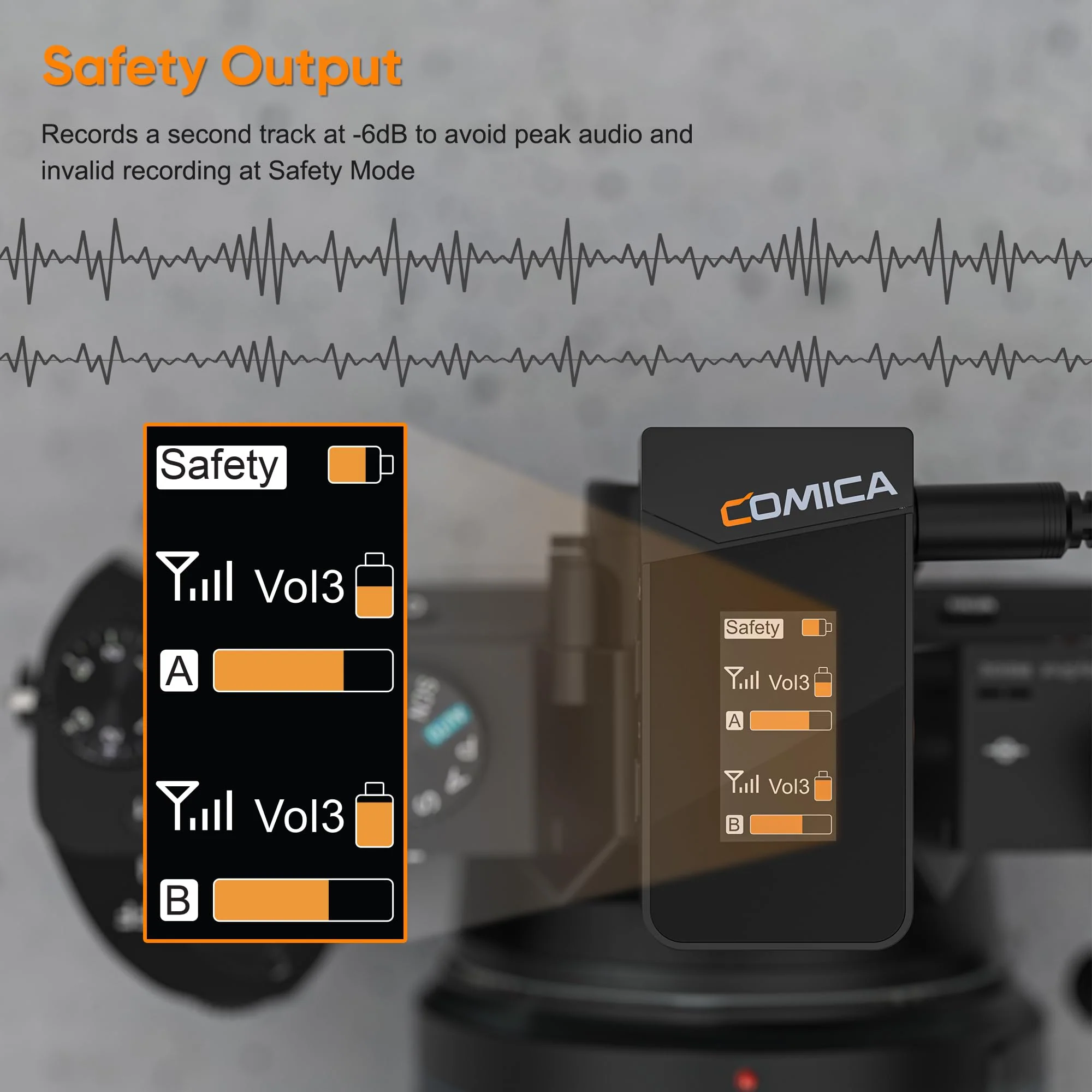 COMICA Vimo C3 Wireless Lavalier Microphone with Noise Cancellation, 656ft Transmission, Gain Control, Compact Wireless Lapel Microphone for DSLR Cameras/Android/Live-Streaming/Vlogging/YouTube Black - Image 4