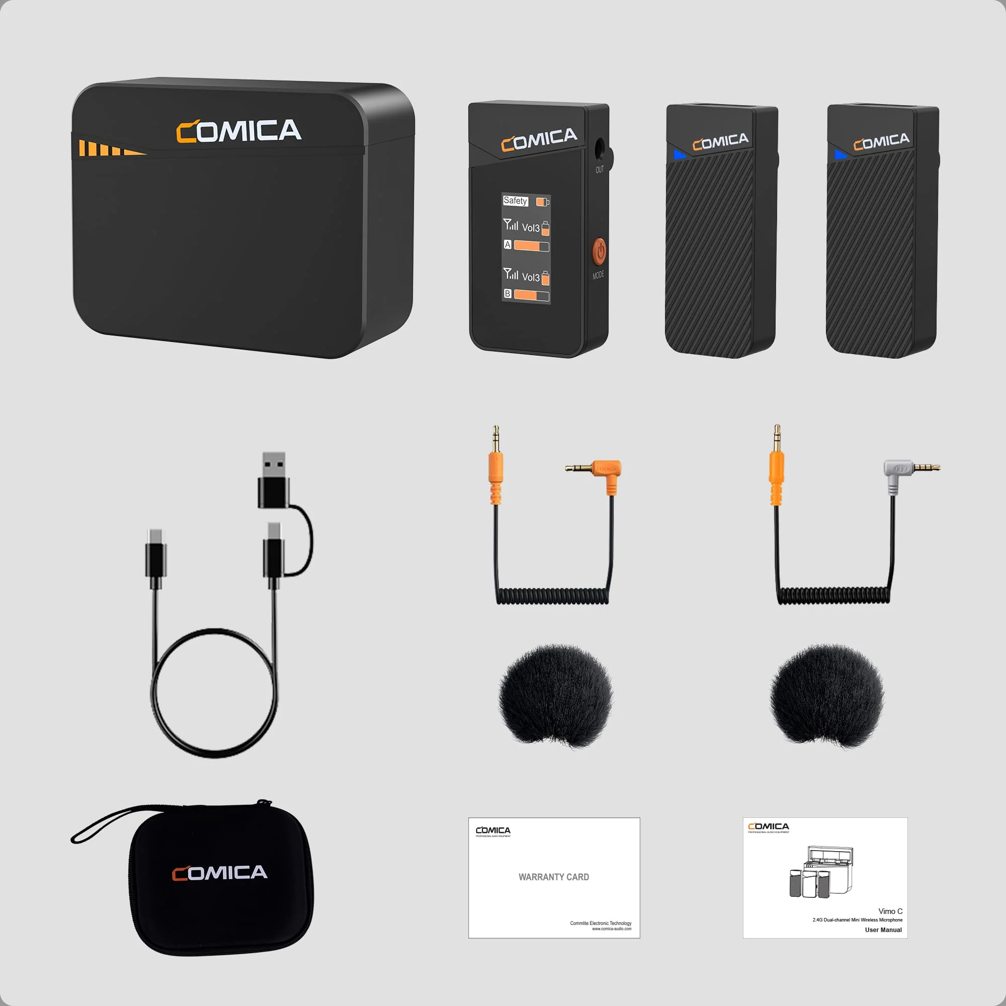 COMICA Vimo C3 Wireless Lavalier Microphone with Noise Cancellation, 656ft Transmission, Gain Control, Compact Wireless Lapel Microphone for DSLR Cameras/Android/Live-Streaming/Vlogging/YouTube Black - Image 9