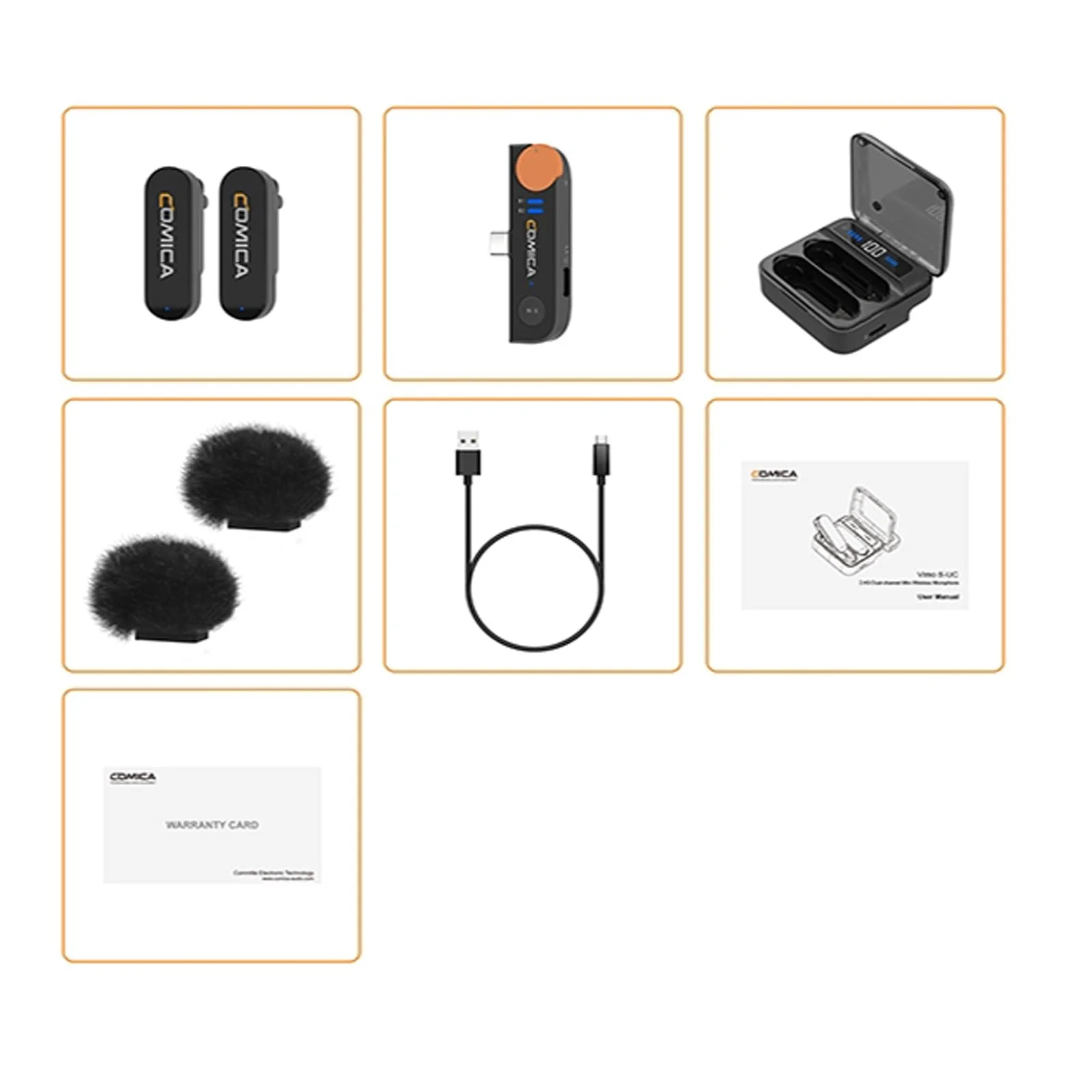 comica Vimo S-UC Black Wireless Lavalier Microphone System 2.4G Dual-Channel Recording Mic with Charging Case for Android & Video Recording,Interview and Vlogging, - Image 2