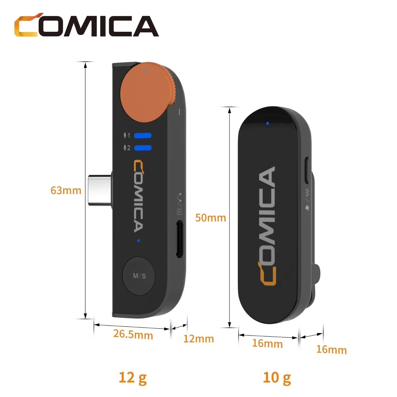 comica Vimo S-UC Black Wireless Lavalier Microphone System 2.4G Dual-Channel Recording Mic with Charging Case for Android & Video Recording,Interview and Vlogging, - Image 6