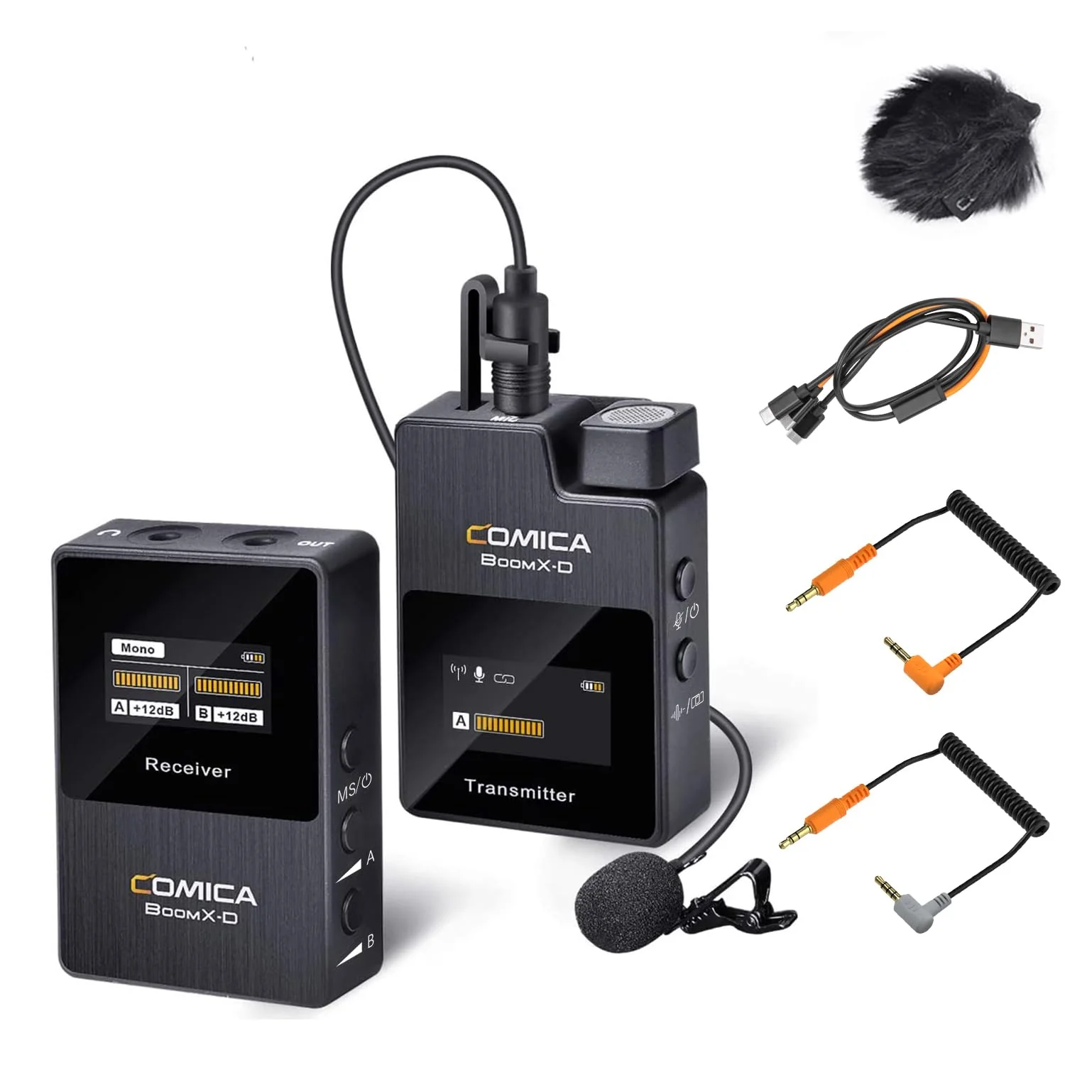 COMICA Wireless Lavalier Microphone, BoomX-D1 2.4G Compact Wireless Lapel Microphone System with 1 Transmitter and 1 Receiver,Lav Mic for Smartphone Camera Podcast Interview YouTube Facebook Live