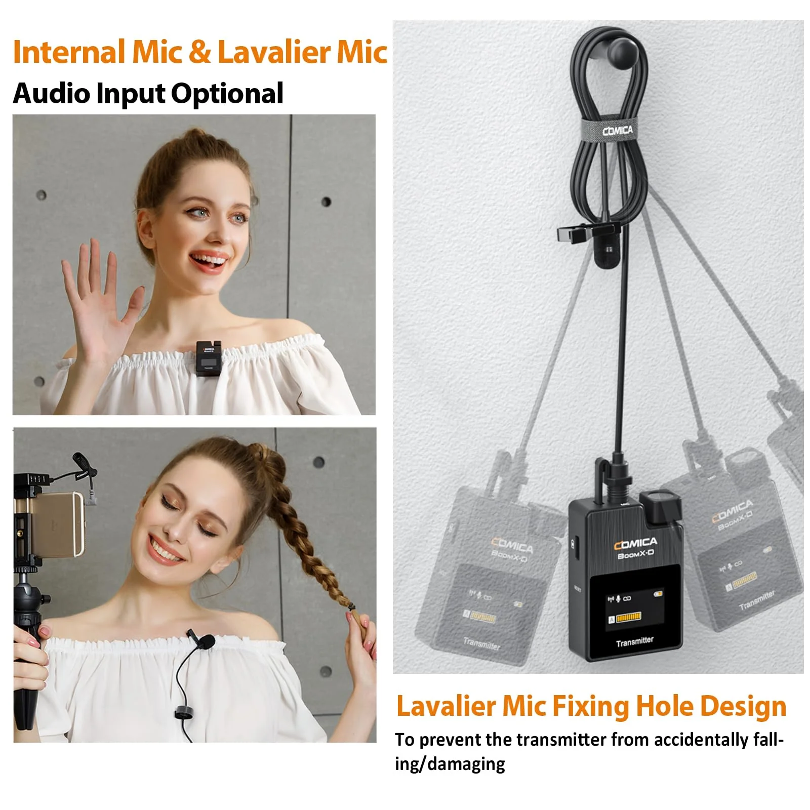 COMICA Wireless Lavalier Microphone, BoomX-D1 2.4G Compact Wireless Lapel Microphone System with 1 Transmitter and 1 Receiver,Lav Mic for Smartphone Camera Podcast Interview YouTube Facebook Live - Image 2