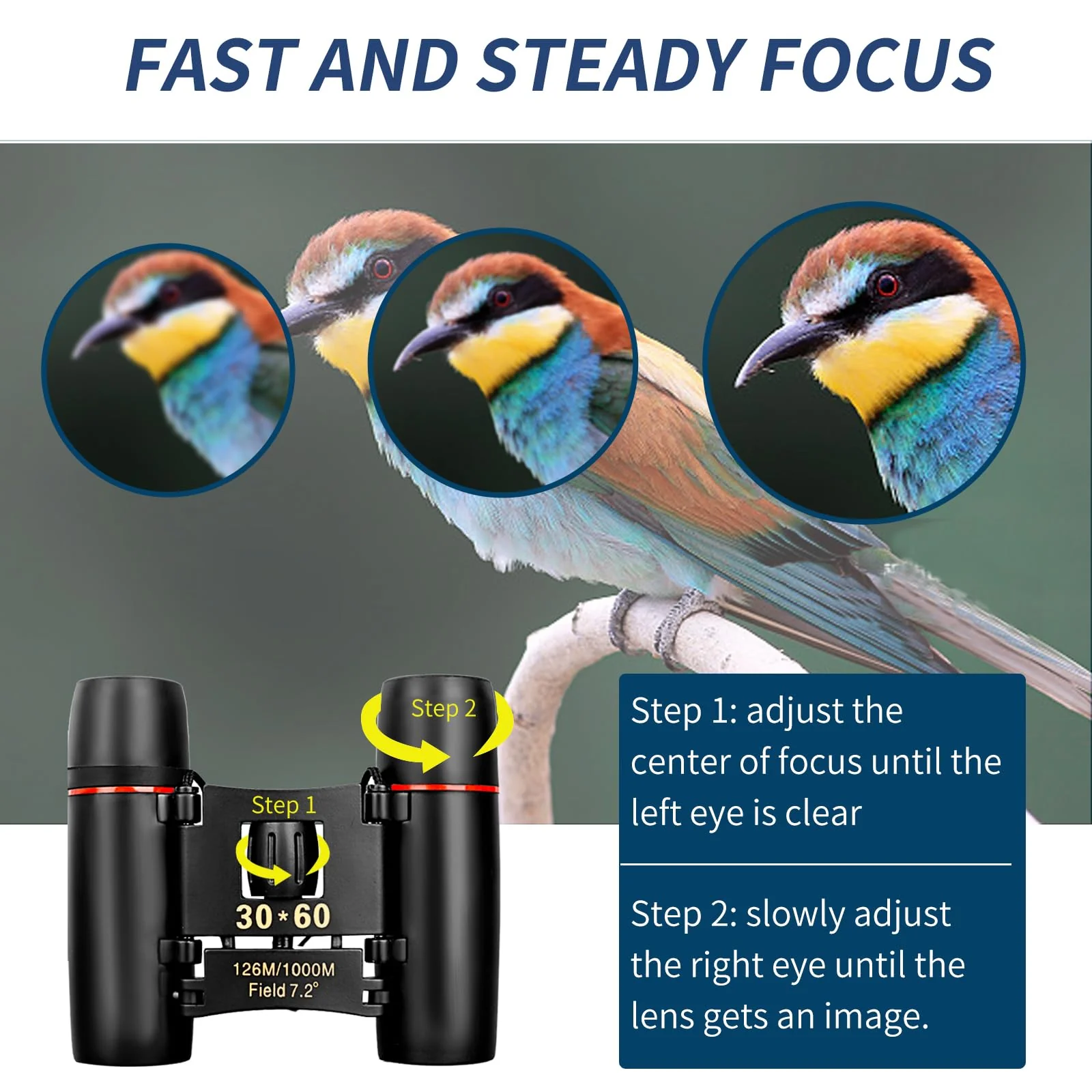 Compact Binoculars, HD Mini Portable Outdoor Binoculars, Pocket Lightweight Folding Binoculars for Adults and Children Bird Watching Hunting, Watching Shows, Traveling and Tourism,... Black - Image 6