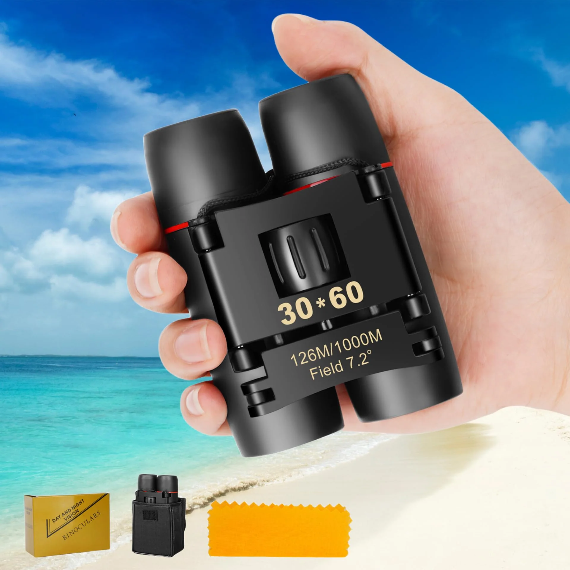 Compact Binoculars, HD Mini Portable Outdoor Binoculars, Pocket Lightweight Folding Binoculars for Adults and Children Bird Watching Hunting, Watching Shows, Traveling and Tourism,... Black - Image 8