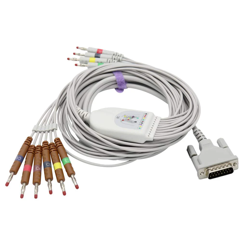 Compatible ECG/ECG Cable for Schiller AT10, AT10 Plus, AT101, AT102, AT102-Plus, AT104, AT110, AT3, AT5, AT6, AT60 10 Cable 9.8 ft IEC Banana 4.0 mm 15 Pins SK1214B