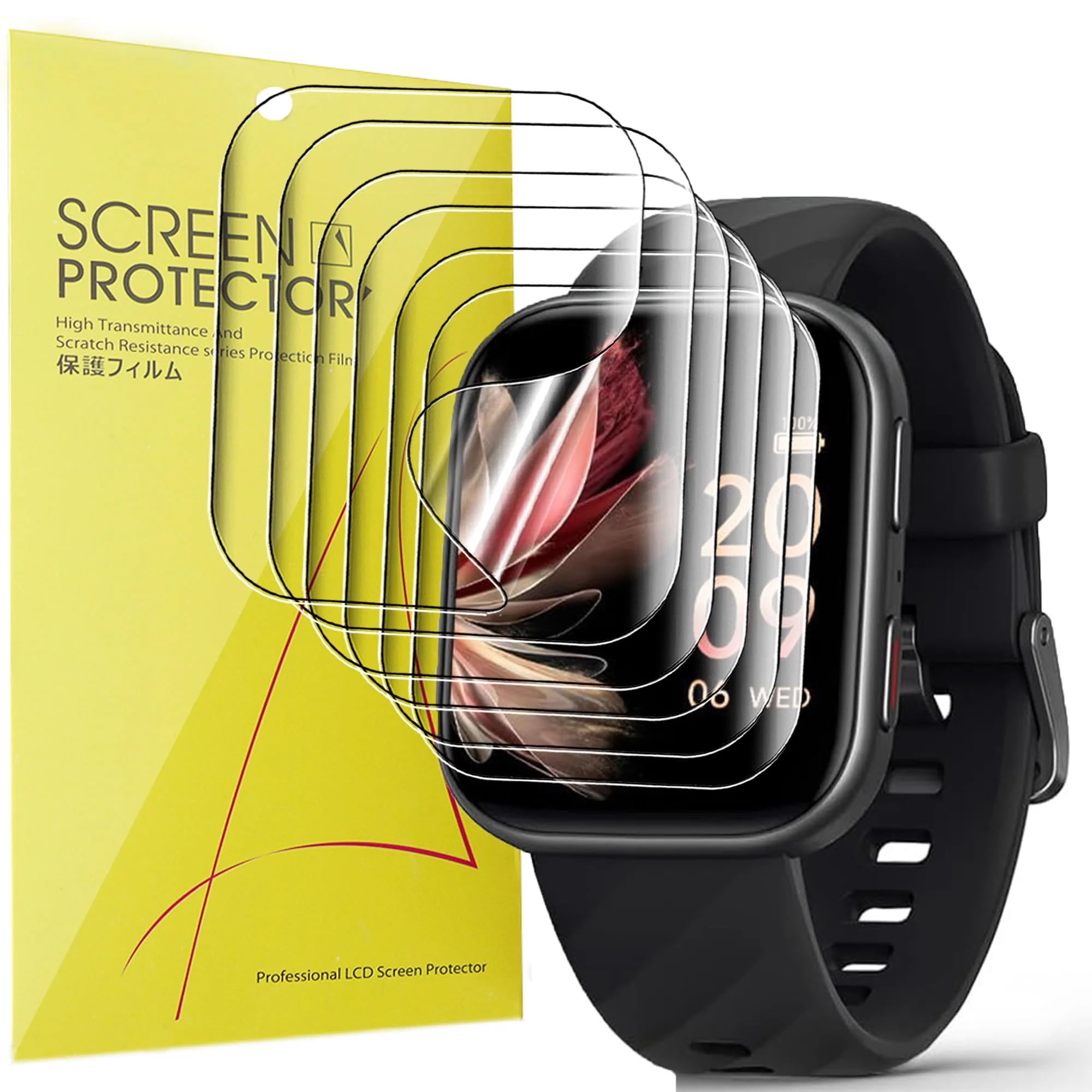 Compatible for FITVII HM57 Screen Protector, [6 Pack] Full Coverage TPU Clear Film Compatible for FITVII HM57 1.85 Inches Health & Fitness Tracker 2024 (6 Pack) 6 Pack