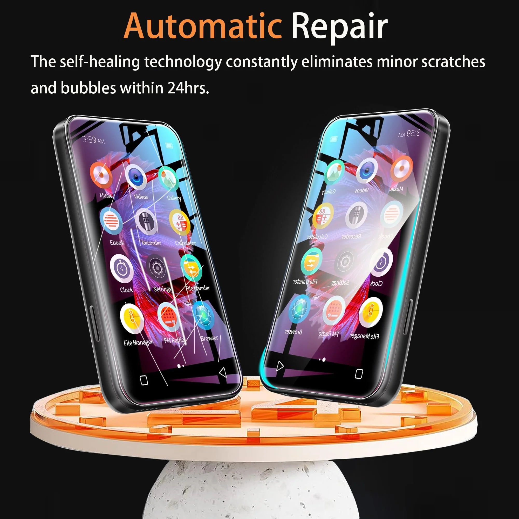 Compatible for innioasis G3 MP3 Player Screen Protector, [6 Pack] Full Coverage TPU Clear Film Compatible for innioasis G3 4" Touch Screen MP3 Player (6 Pack) 6 Pack - Image 2