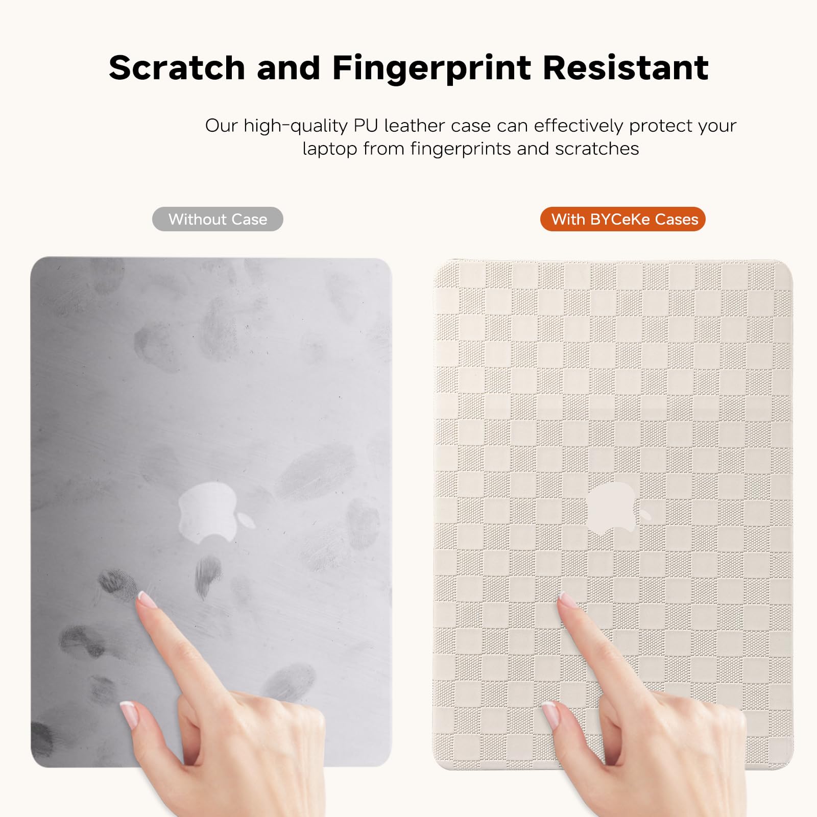 Compatible with MacBook Air 13 inch Case 2022 2021-2018 M1 A2337 A2179 A1932, Case for MacBook Air M1, Checkered Textured Leather Hard Shell Case & Keyboard Cover for Mac Air 13, Beige 2018-2022 Macbook Air 13 inch M1 A2337 Checkerboard Beige - Image 5