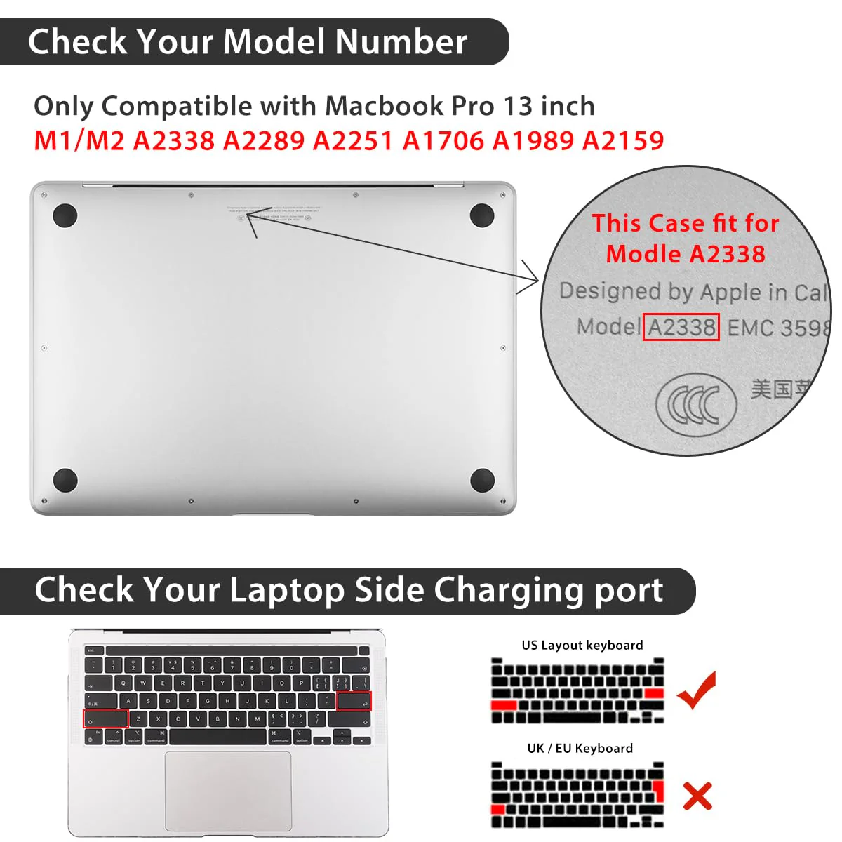 Compatible with MacBook Pro 13 inch Case M2 2024 2023 2022-2016 A2338 M1 A2251 A2289 A2159 A1989 A1706, Plastic Hard Shell Case & Keyboard Cover & Screen Protector & Webcam Cover, Bows - Image 2