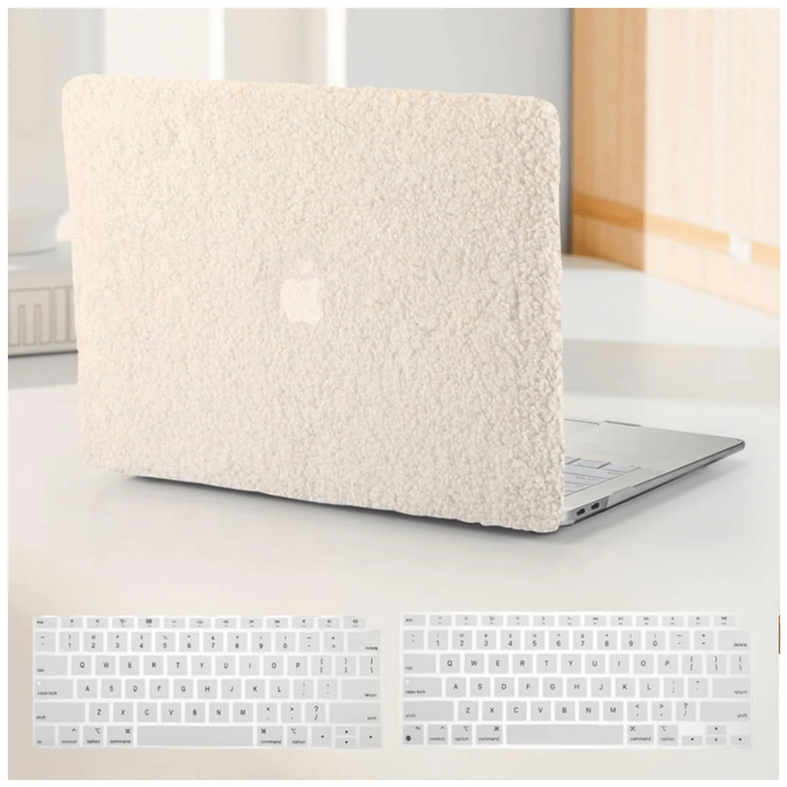 Compatible with MacBook Pro 13 inch Case M2 2024 2023 2022-2016 A2338 M1 A2251 A2289 A2159 A1989 A1708 A1706 Touch Bar, Soft Fluffy Fuzzy Plush Faux Fur Hard Shell Case & Keyboard Cover, Beige 2016-2024 Macbook Pro 13 inch M1 M2 Plush Biege