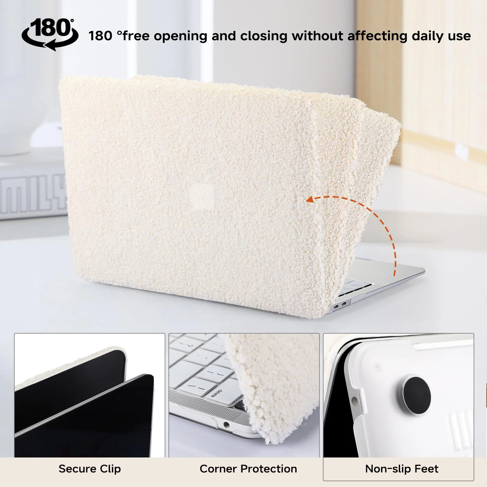 Compatible with MacBook Pro 13 inch Case M2 2024 2023 2022-2016 A2338 M1 A2251 A2289 A2159 A1989 A1708 A1706 Touch Bar, Soft Fluffy Fuzzy Plush Faux Fur Hard Shell Case & Keyboard Cover, Beige 2016-2024 Macbook Pro 13 inch M1 M2 Plush Biege - Image 6