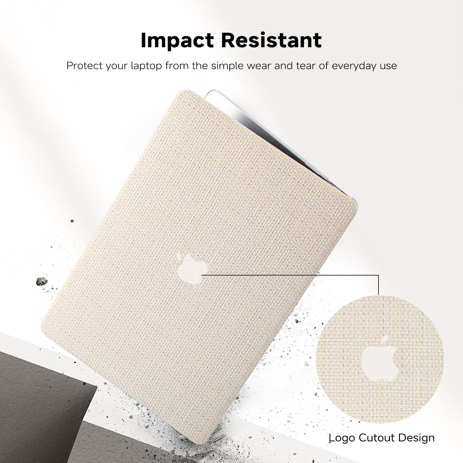 Compatible with MacBook Pro 13 inch Case M2 2024, 2023, 2022-2016 A2338 M1 A2251 A2289 A2159 A1989 A1708 A1706 Touch Bar, Woven Fabric Textured Leather Hard Shell Case & Keyboard Cover, Beige 2016-2024 Macbook Pro 13 inch M1 M2 Woven Beige - Image 4