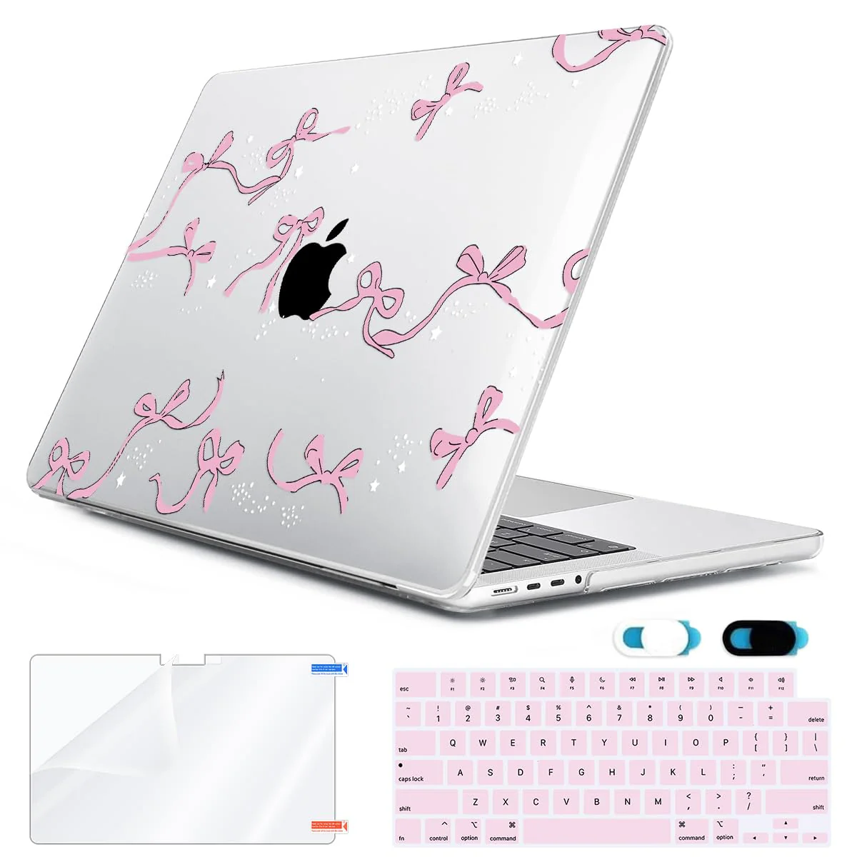 Compatible with MacBook Pro 14 inch 2024 2023 2022 2021 M3 M2 M1 A2918 A2992 A2779 A2442 Pro Max Chip, Hard Shell Cases with Keyboard Cover&Screen Protector&Webcam Cover, Bows