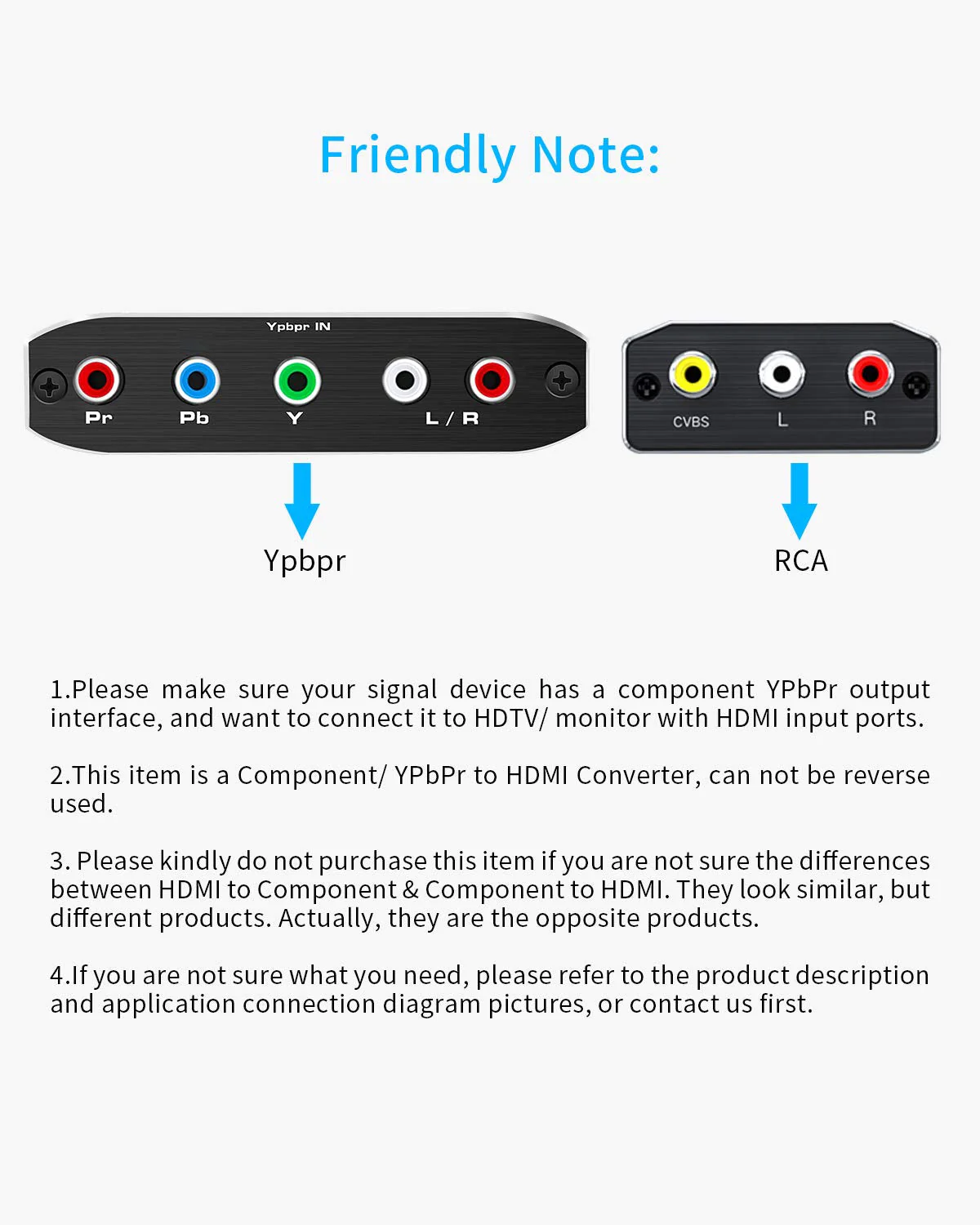 Component to HDMI, YPbPr to HDMI Converter, Koopman 5RCA RGB to HDMI Converter Adapter, Supports 1080P Video Audio Converter Adapter HDMI V1.4 for DVD PSP Xbox PS2 N64 to HDTV Monitor and Projector - Image 6