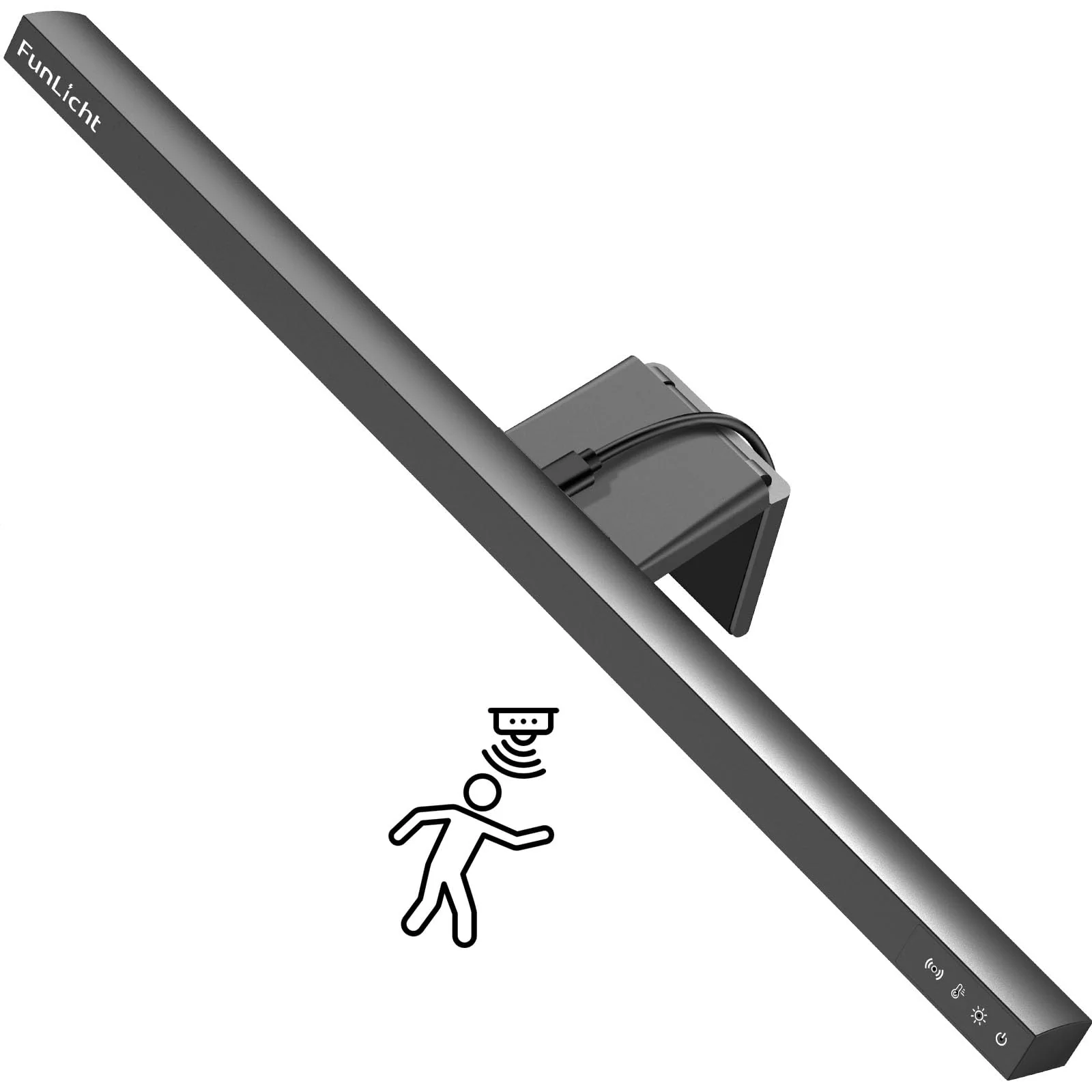Computer Monitor Light Bar, Auto On/Off Screen Monitor Lamp for Eye Caring, Motion Sensing Desk Lamp with Touch Control, No Screen Glare Space Saving Desk/Office/Home/Game Auto-On/Off