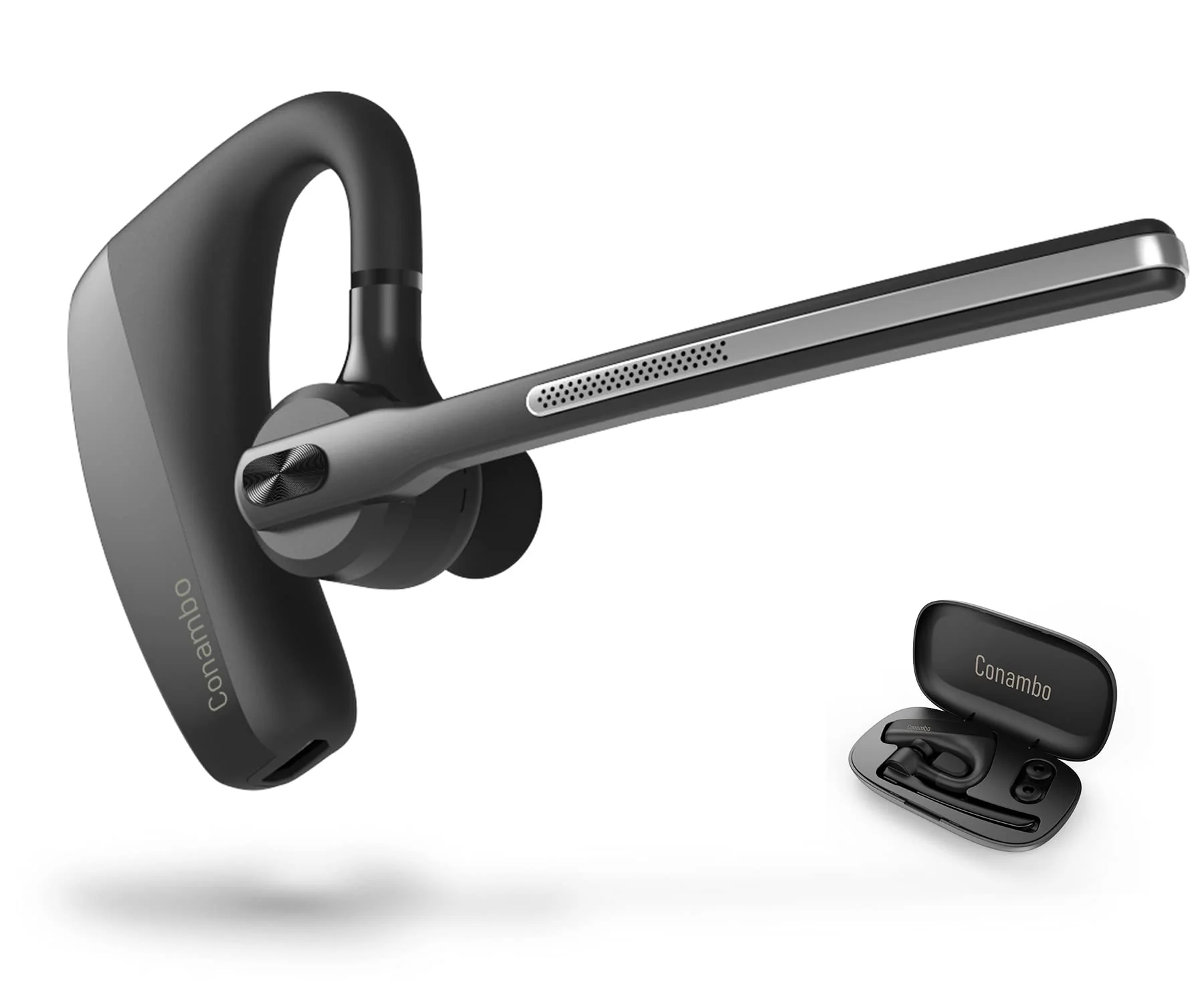 Conambo 2024 Upgraded K10C Bluetooth Headset V5.2, Wireless Headset with CVC8.0 Dual Mic Noise Cancelling 16Hrs Talking Single Ear Bluetooth Earpiece for iPhone Android Cell Phone Trucker Office Work