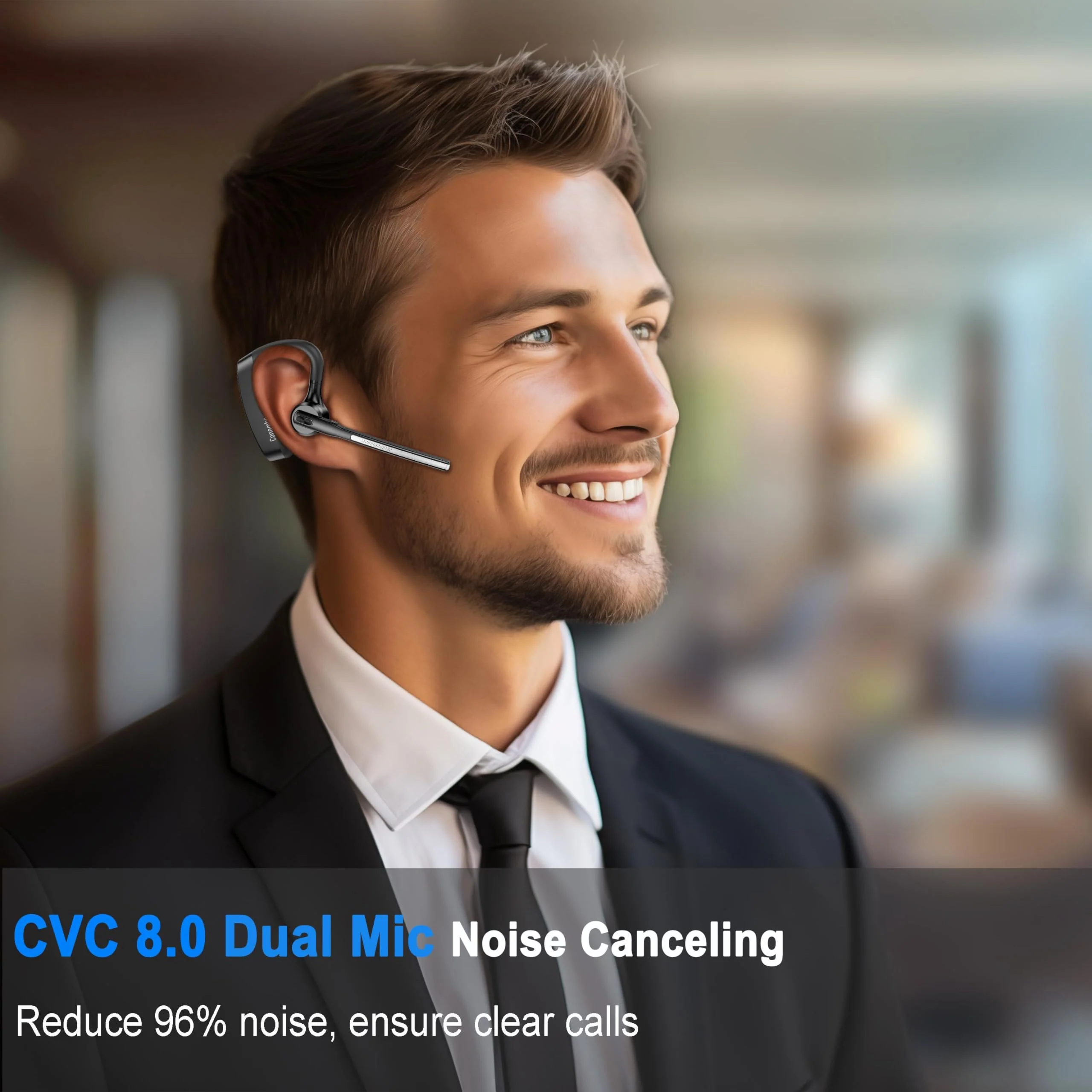 Conambo 2024 Upgraded K10C Bluetooth Headset V5.2, Wireless Headset with CVC8.0 Dual Mic Noise Cancelling 16Hrs Talking Single Ear Bluetooth Earpiece for iPhone Android Cell Phone Trucker Office Work - Image 2