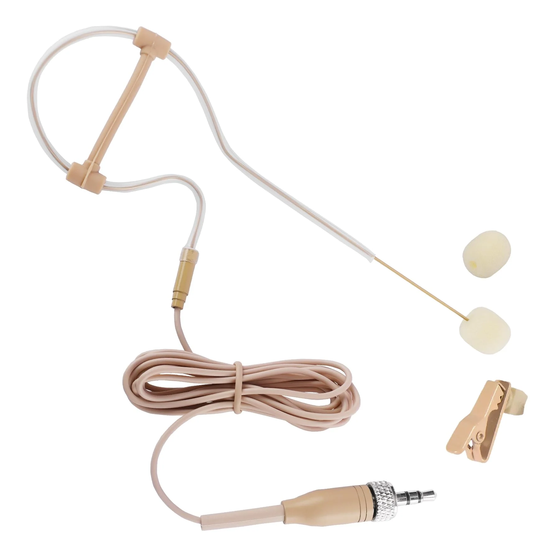 Concealed Single Earhook Headset Microphone Compatible with Sennheiser Wireless Bodypack Transmitter, Omnidirectional Condenser Mic with Windscreen, Ideal for Lectures, Singing 3.5mm Lock Plug