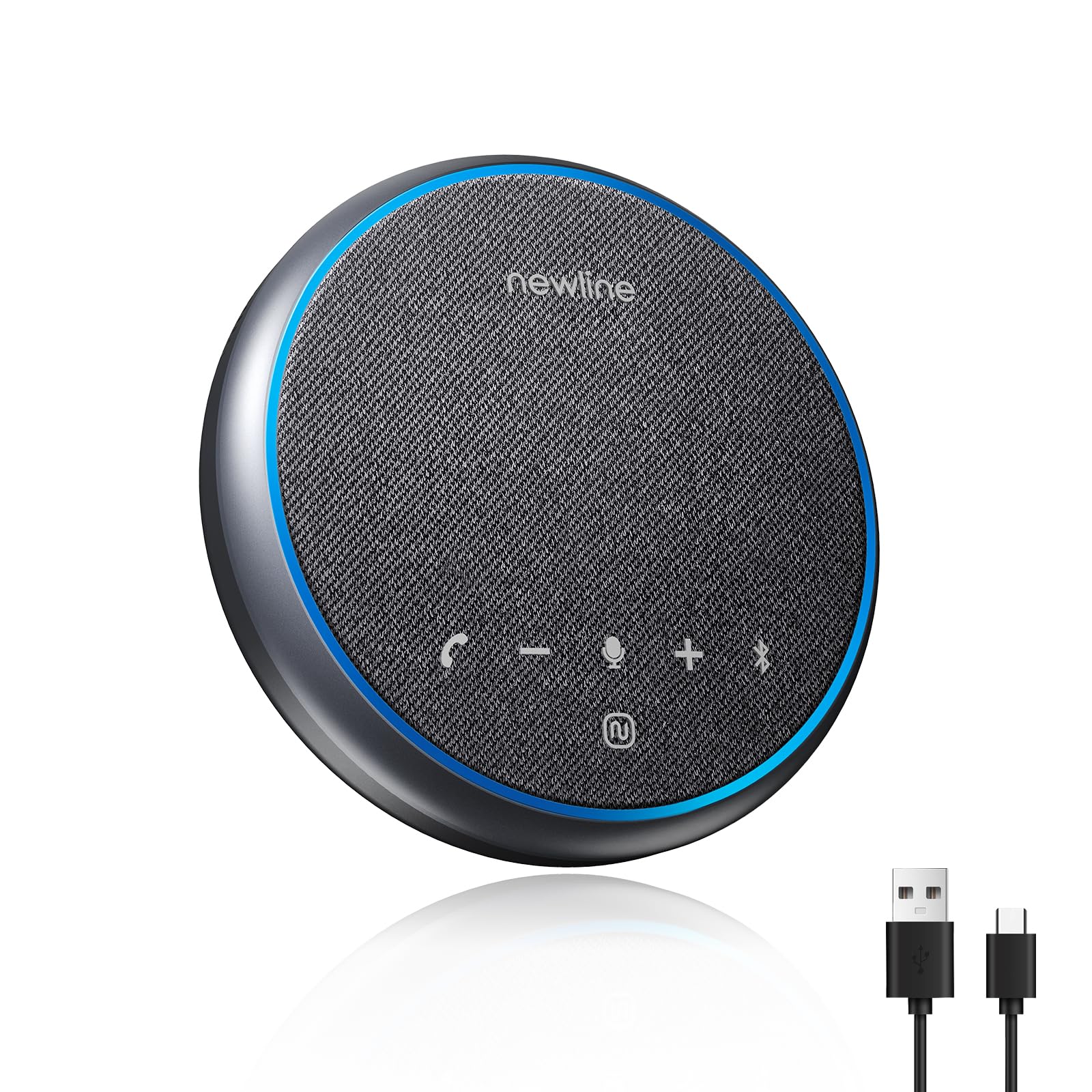 Conference Speaker and Microphone, Bluetooth Speakerphone, Noise Reduction, 360°Voice Pickup 43H Standby time, USB C Bluetooth Microphone Compatible with Zoom, Teams, Skype, Home Office