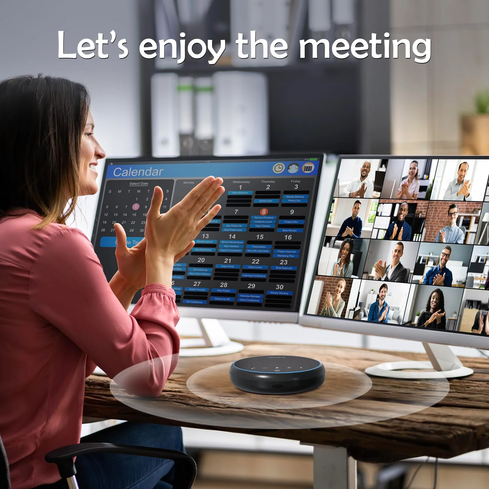 Conference Speaker and Microphone, Bluetooth Speakerphone, Noise Reduction, 360°Voice Pickup 43H Standby time, USB C Bluetooth Microphone Compatible with Zoom, Teams, Skype, Home Office - Image 9