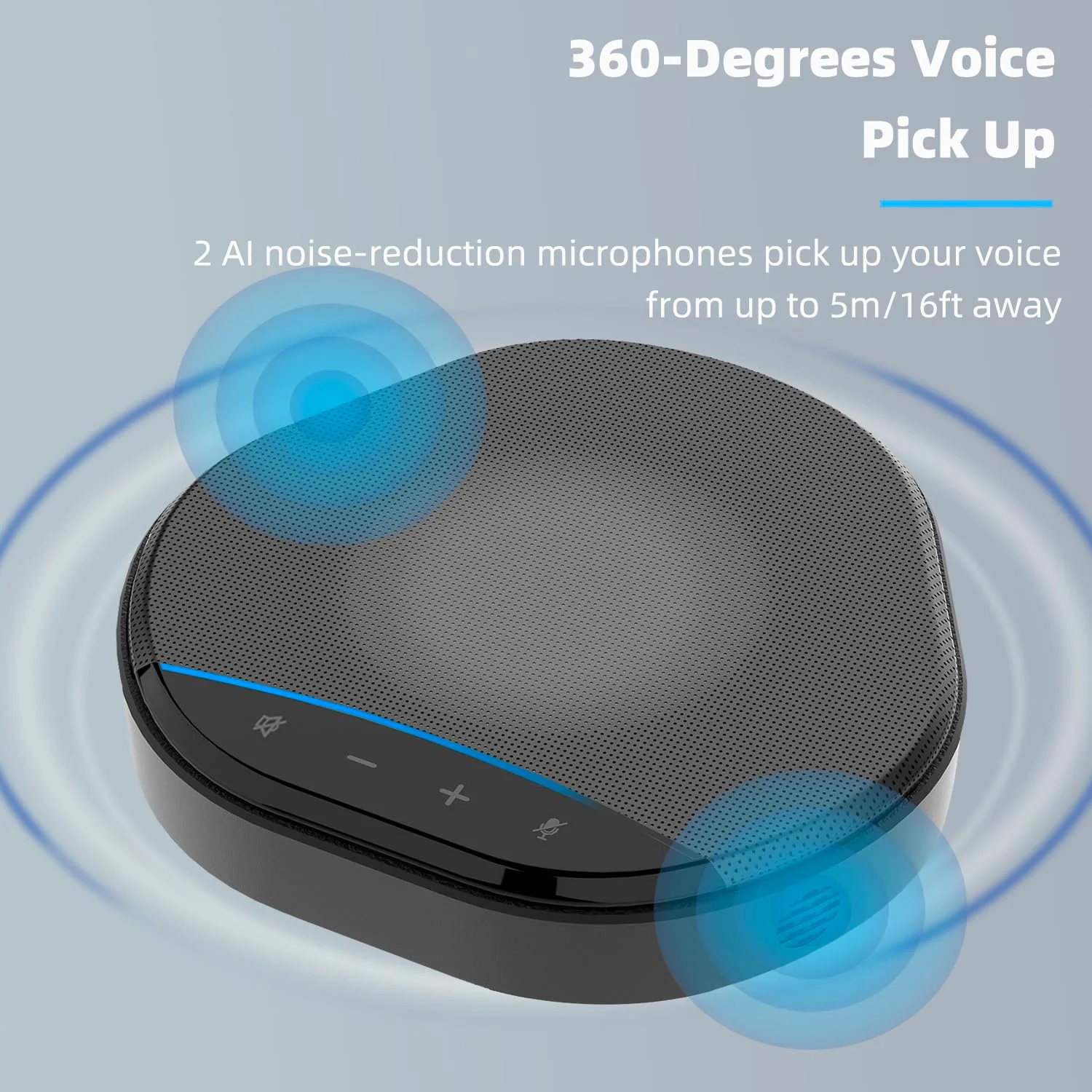 Conference Speaker and Microphone, USB Speakerphone Built-in AI Noise Reduction Mic, 360° Voice Pickup Echo Cancellation Conference Microphone with 5W Speaker and Touch Control Mute - Image 2