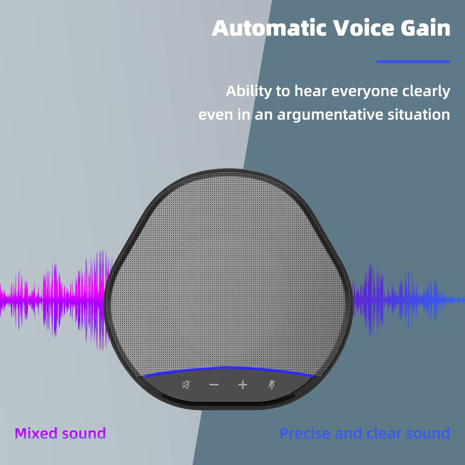 Conference Speaker and Microphone, USB Speakerphone Built-in AI Noise Reduction Mic, 360° Voice Pickup Echo Cancellation Conference Microphone with 5W Speaker and Touch Control Mute - Image 3