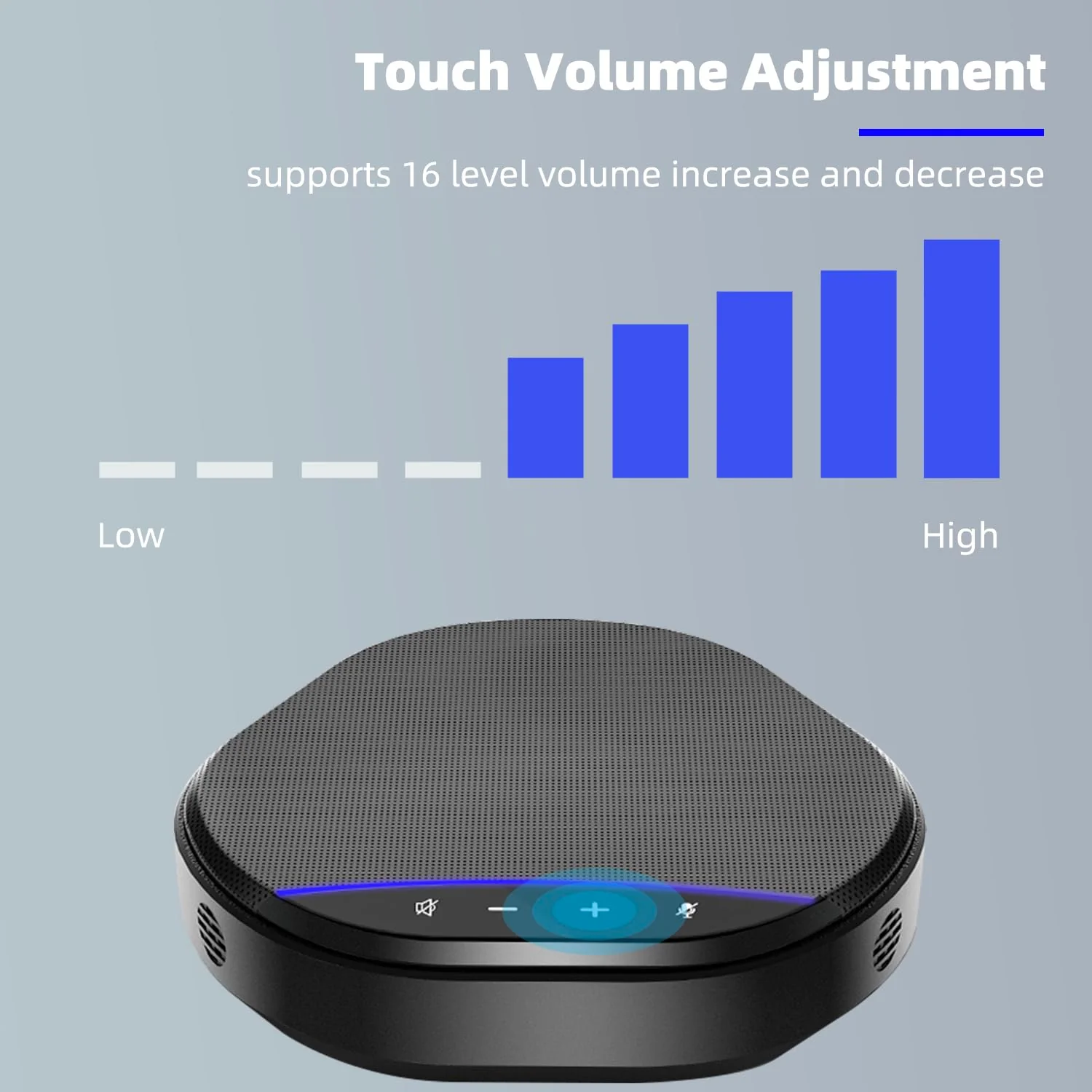 Conference Speaker and Microphone, USB Speakerphone Built-in AI Noise Reduction Mic, 360° Voice Pickup Echo Cancellation Conference Microphone with 5W Speaker and Touch Control Mute - Image 4