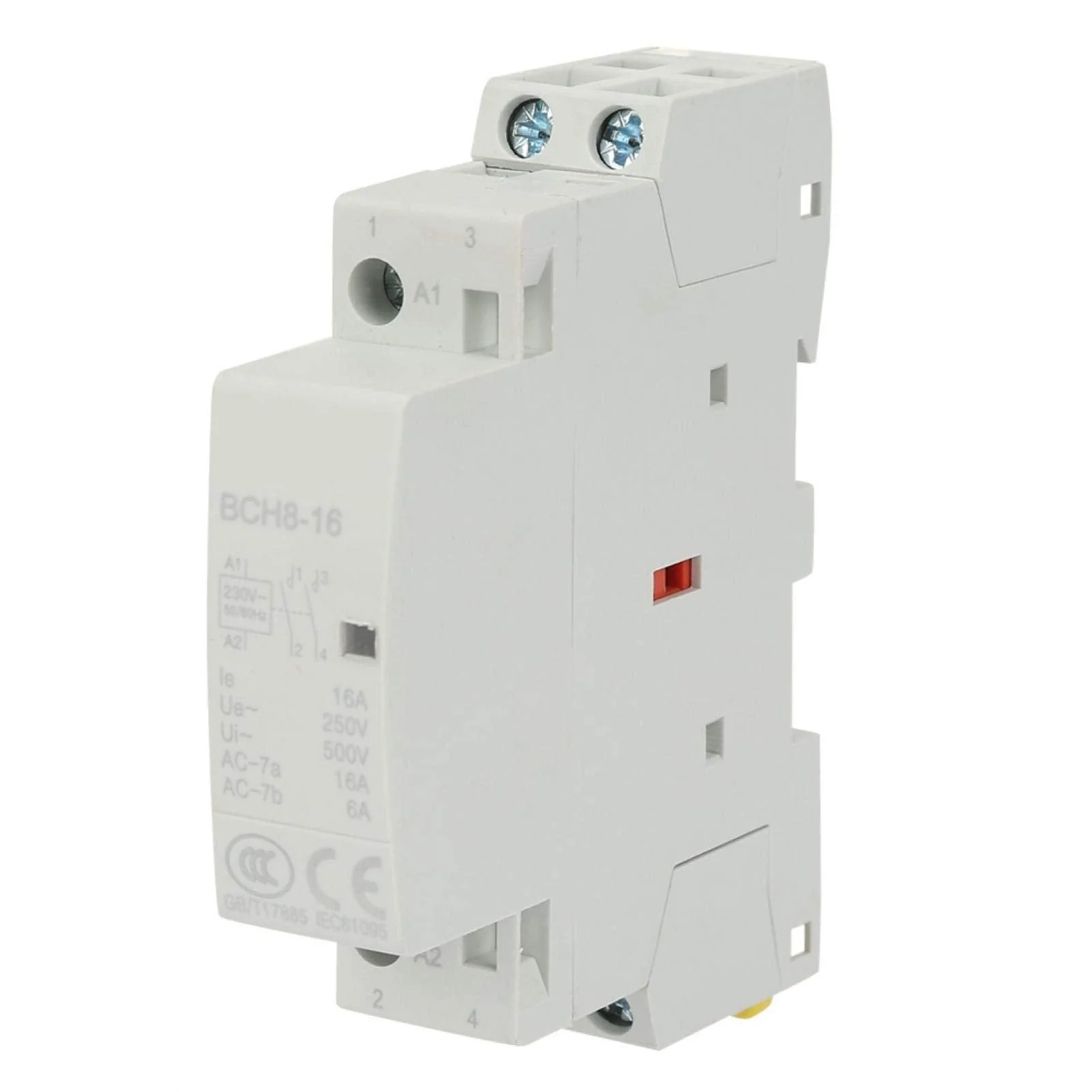 Contactor, 220 V/230 V, DIN rail, household AC contactor, 16 A contactor, number of main contacts, 2P, 2NO 50/60 Hz, circuit control