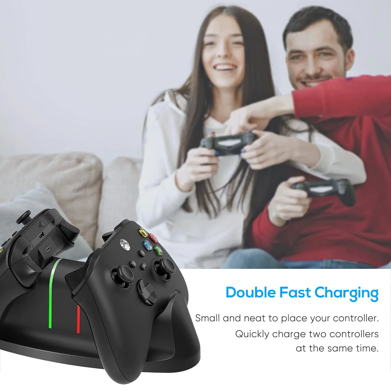 Controller Charger for Xbox One/Series X|S Controller, Dual Charging Station Dock with 2x1400mAH(3360mWH) Rechargeable Battery Packs & 4 Battery Covers for Xbox One/S/Elite/Core Controller - Image 7